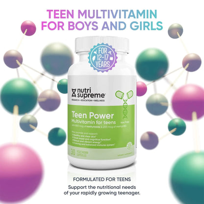 Nutri Supreme Teen Multivitamin for Boys and Girls 12-17, Best Kosher One Per Day Teen Vitamins, Formulated for Teen Development - Maple Wellness Supplements