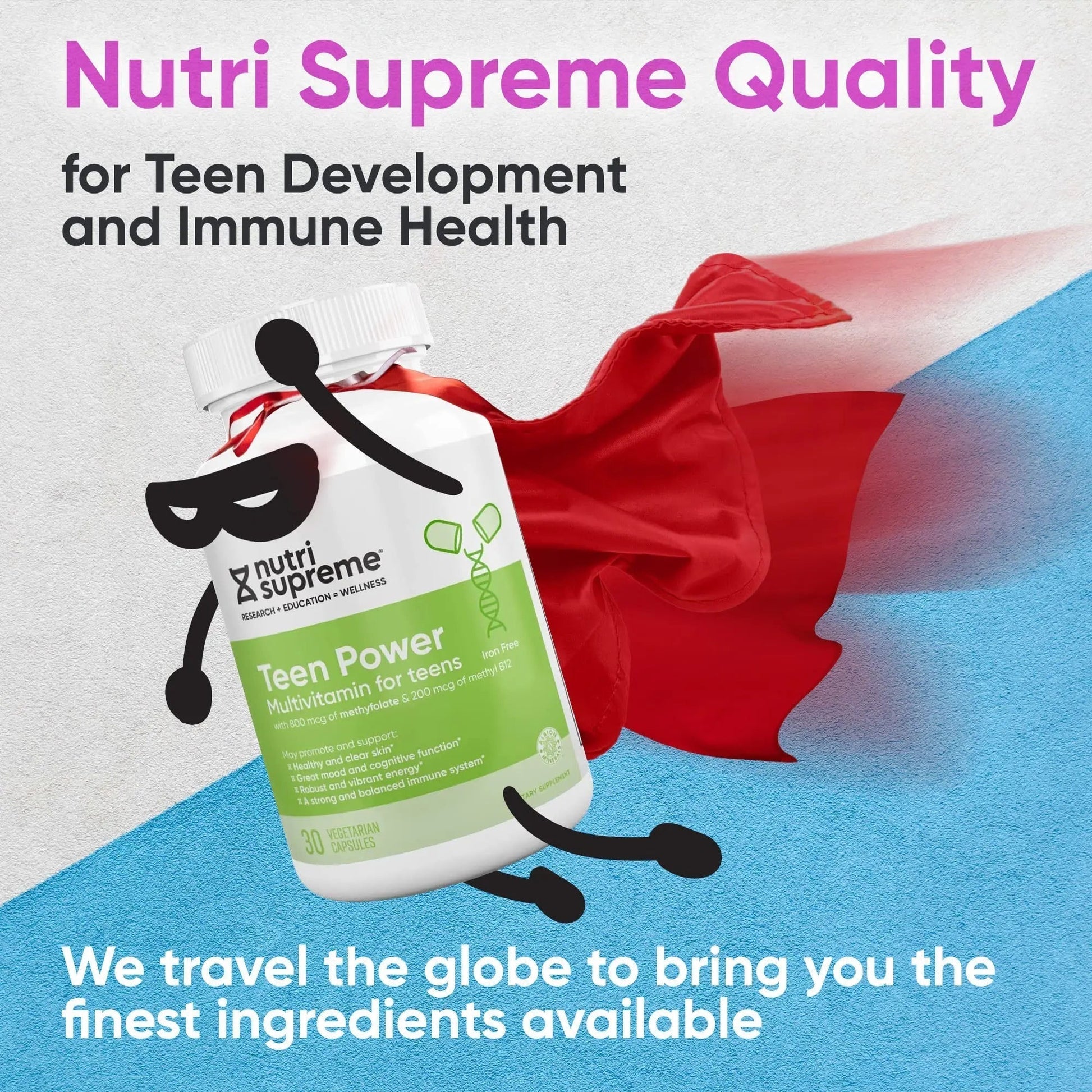 Nutri Supreme Teen Multivitamin for Boys and Girls 12-17, Best Kosher One Per Day Teen Vitamins, Formulated for Teen Development - Maple Wellness Supplements