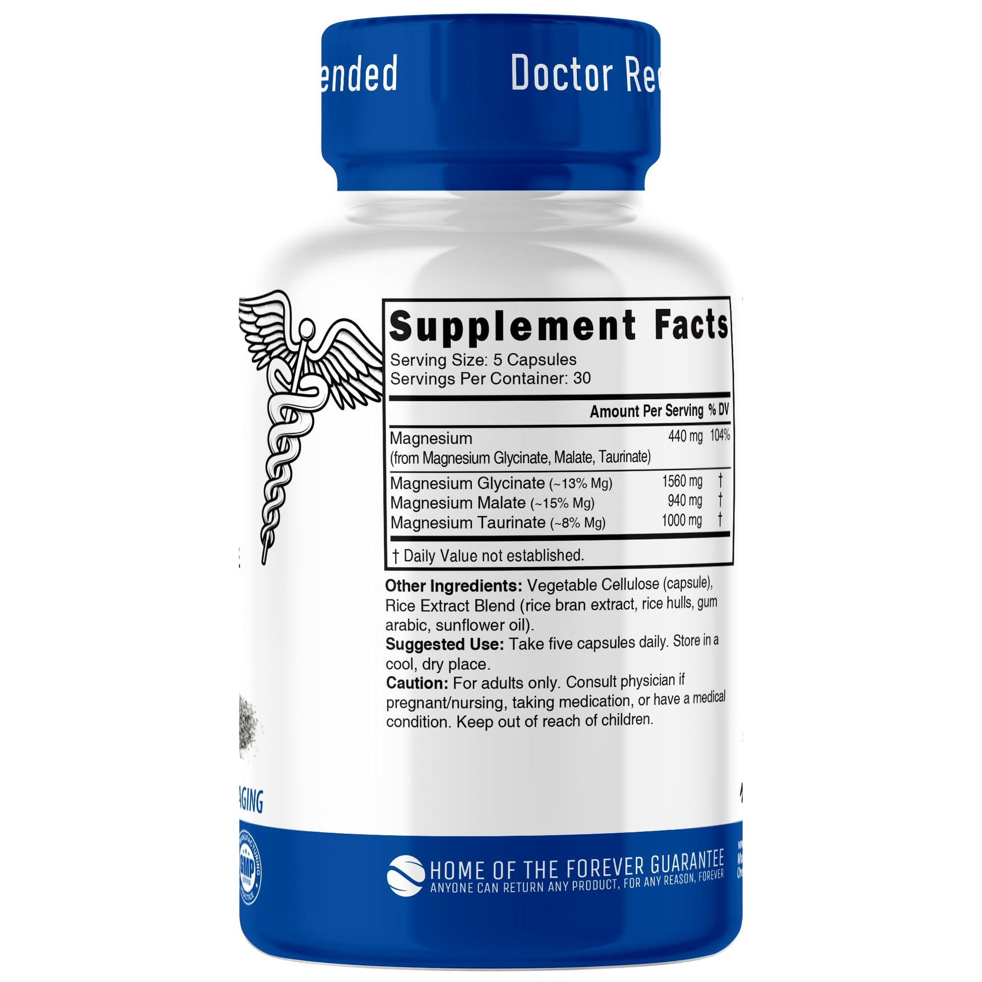 Nutri Triple Magnesium Complex 440mg - Magnesium Glycinate, Malate, & Taurinate - 100% Chelated for Maximum Absorption - 120 Vegan Capsules - Triple Complex Magnesium - Magnesio Triple Complex - Maple Wellness Supplements