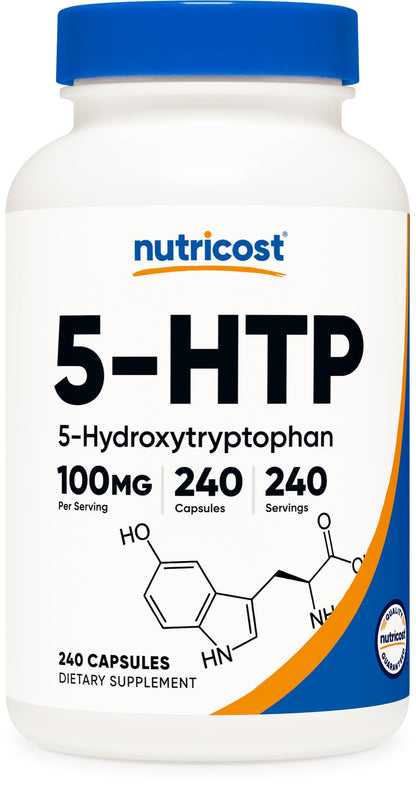 Nutricost 5-HTP 100mg, 240 Vegetarian Capsules (5-Hydroxytryptophan) - Non-GMO & Gluten Free - Maple Wellness Supplements