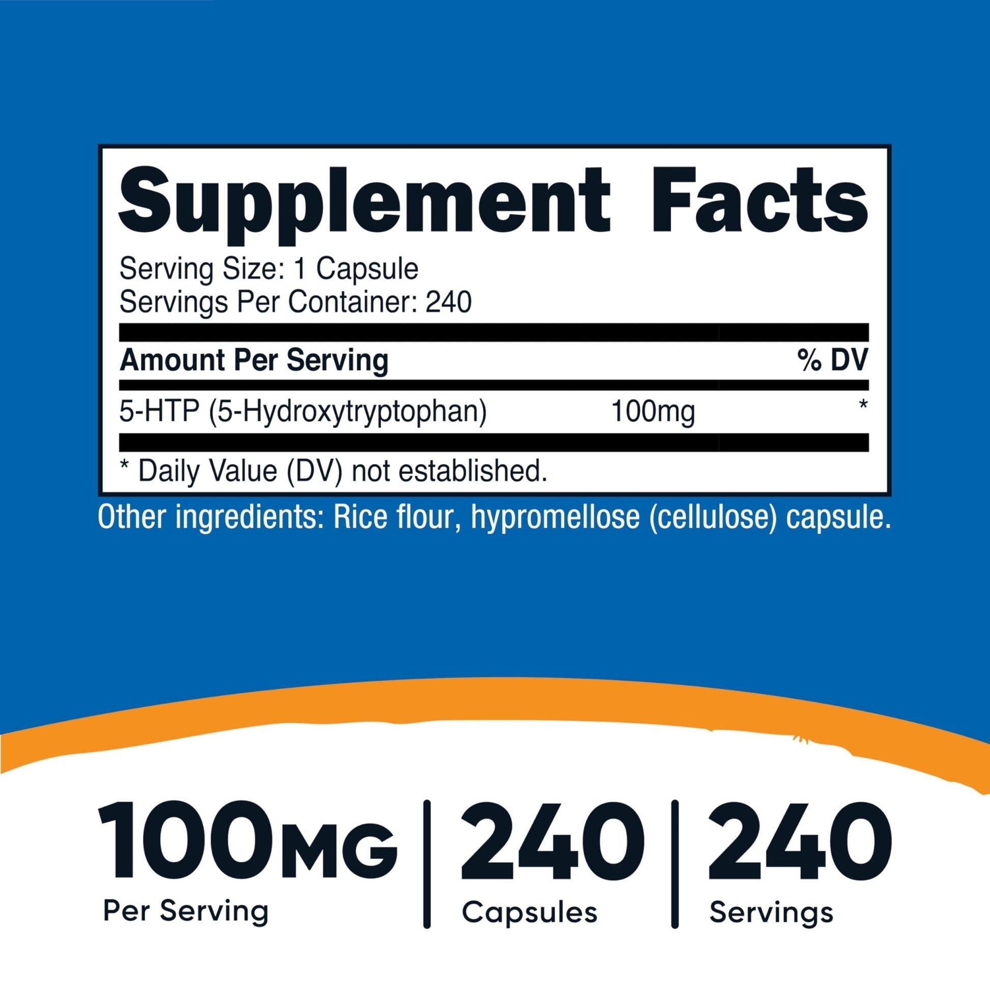 Nutricost 5-HTP 100mg, 240 Vegetarian Capsules (5-Hydroxytryptophan) - Non-GMO & Gluten Free - Maple Wellness Supplements