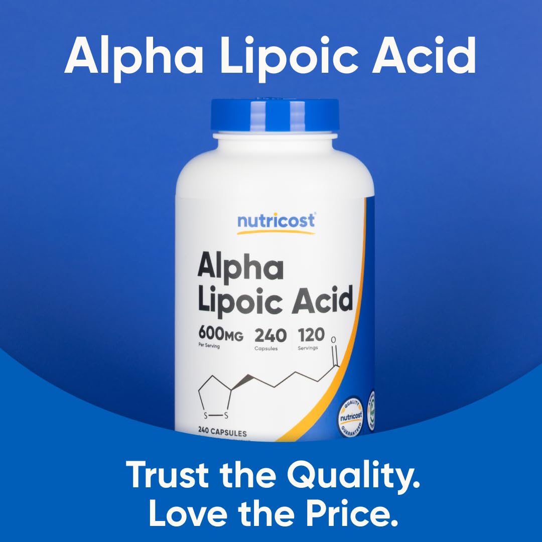 Nutricost Alpha Lipoic Acid 600mg Per Serving, 240 Capsules - Gluten Free, Vegetarian Capsules, Soy Free & Non-GMO - Maple Wellness Supplements