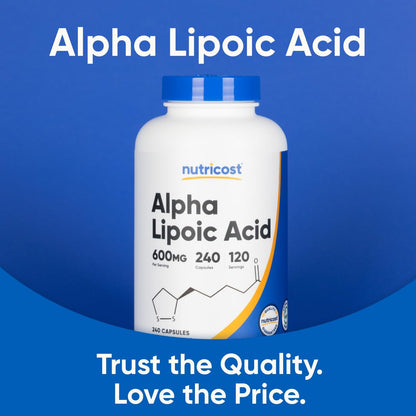 Nutricost Alpha Lipoic Acid 600mg Per Serving, 240 Capsules - Gluten Free, Vegetarian Capsules, Soy Free & Non-GMO - Maple Wellness Supplements