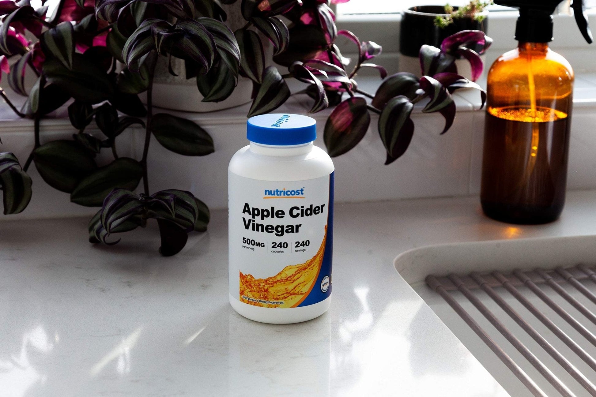 Nutricost Apple Cider Vinegar Capsules 500mg, 240 Vegetarian Capsules - Natural, Vegetarian, GMP, Non-GMO and Gluten Free - Maple Wellness Supplements