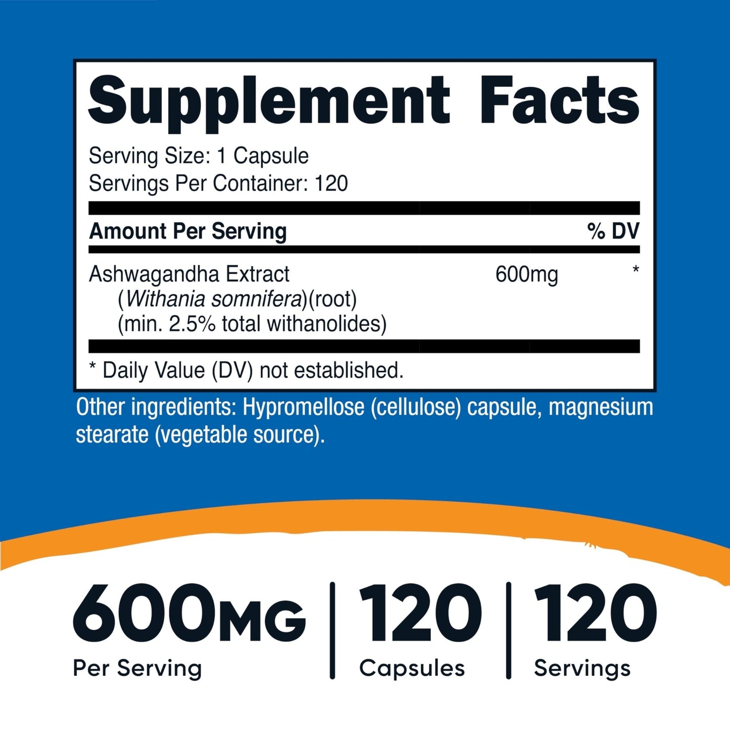Nutricost Ashwagandha Herbal Supplement 600mg, 120 Capsules - Vegetarian, Non-GMO, Gluten Free, Ashwagandha Root - Maple Wellness Supplements
