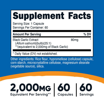 Nutricost Black Garlic Extract 60 Capsules for 60 Servings Per Bottle - Aged Black Garlic Extract, Vegan - Maple Wellness Supplements