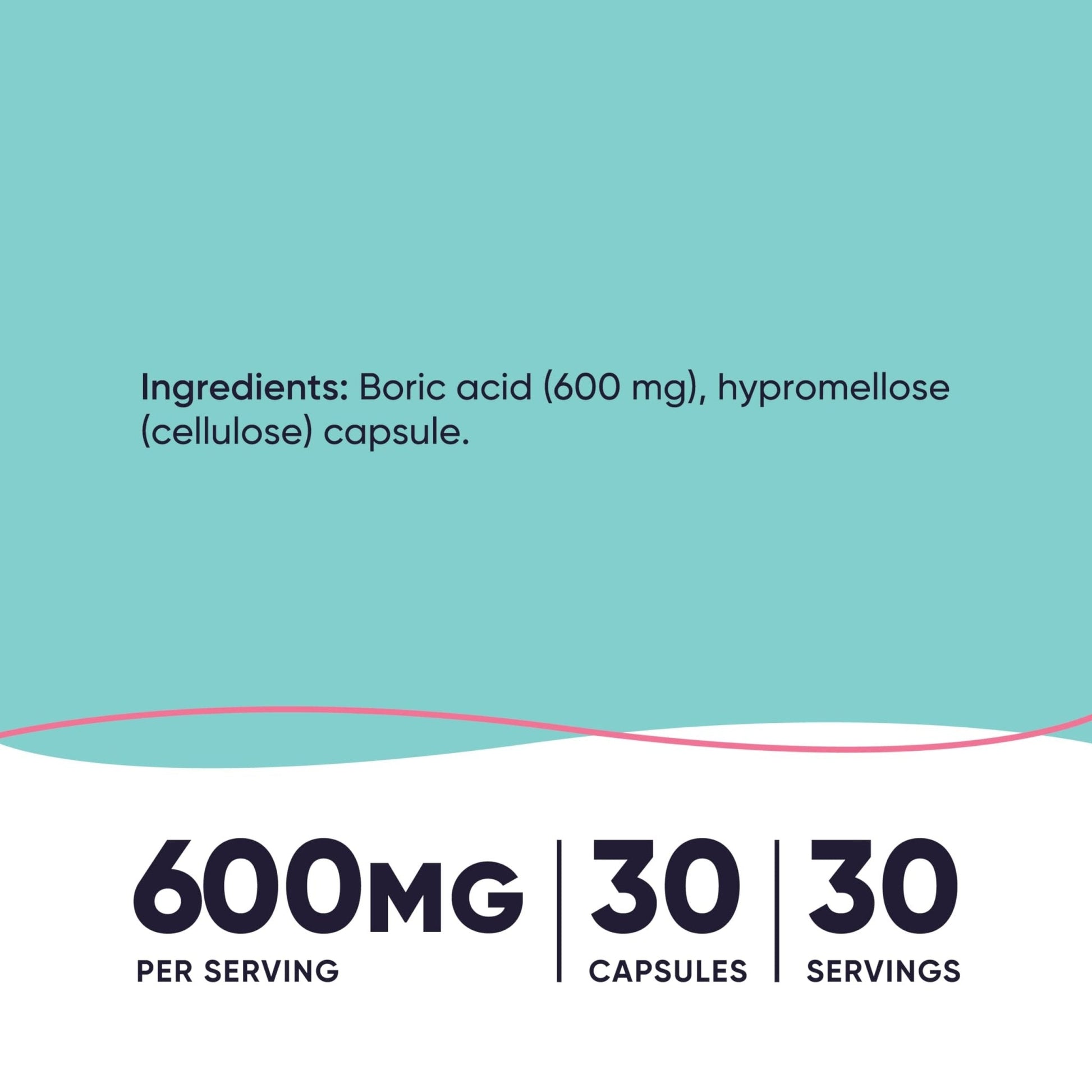 Nutricost Boric Acid 600mg, 30 Capsules - Vaginal Suppository - Non-GMO - for Women - Maple Wellness Supplements