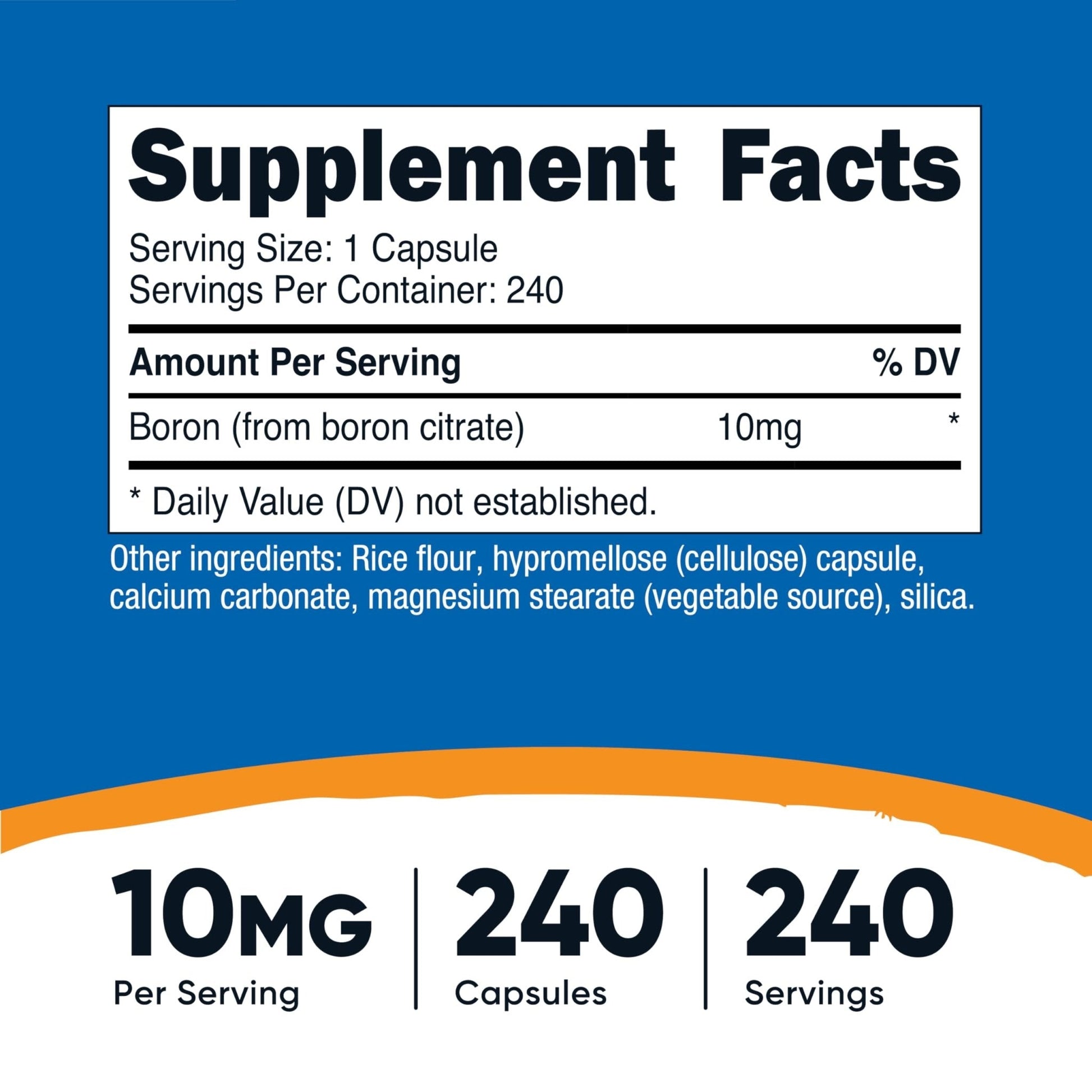 Nutricost Boron Capsules 10mg, 240 Vegetarian Capsules, Gluten Free and Non-GMO - Maple Wellness Supplements