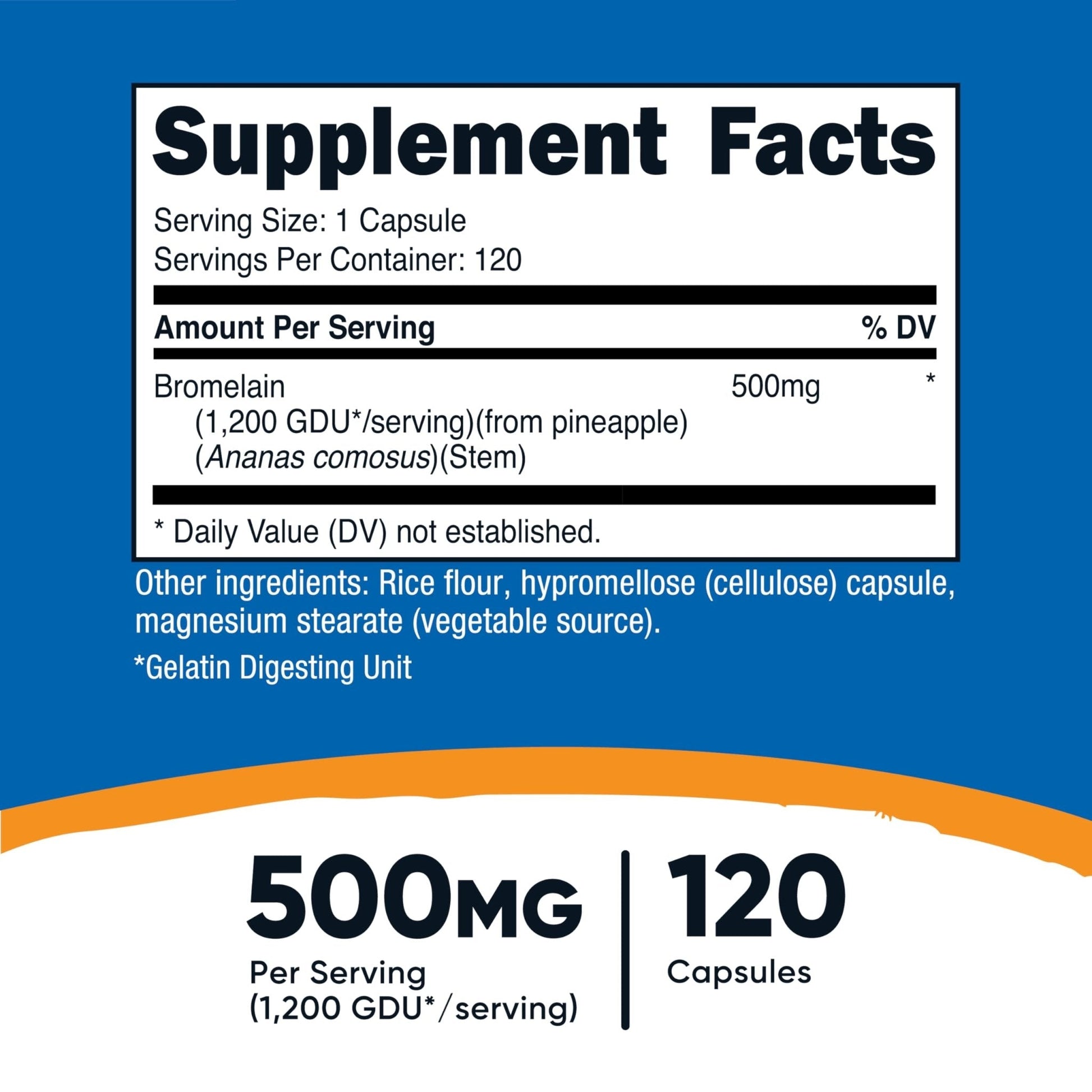 Nutricost Bromelain 500mg, 120 Vegetarian Capsules - Bromelain (1200 GDU), Non-GMO, Gluten Free - Maple Wellness Supplements