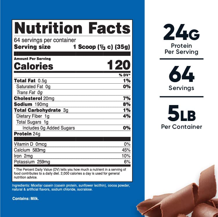 Nutricost Casein Protein Powder 5lb Chocolate - Micellar Casein, Gluten Free, Non-GMO - Maple Wellness Supplements