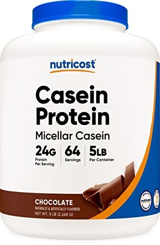 Nutricost Casein Protein Powder 5lb Chocolate - Micellar Casein, Gluten Free, Non-GMO - Maple Wellness Supplements