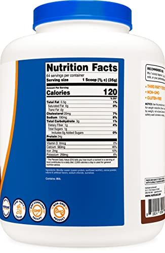 Nutricost Casein Protein Powder 5lb Chocolate - Micellar Casein, Gluten Free, Non-GMO - Maple Wellness Supplements
