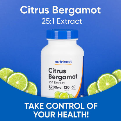 Nutricost Citrus Bergamot Capsules 1,200mg, 120 Capsules - 25:1 Bergamot Extract - 60 Servings, Gluten Free, Vegan & Non-GMO - Maple Wellness Supplements