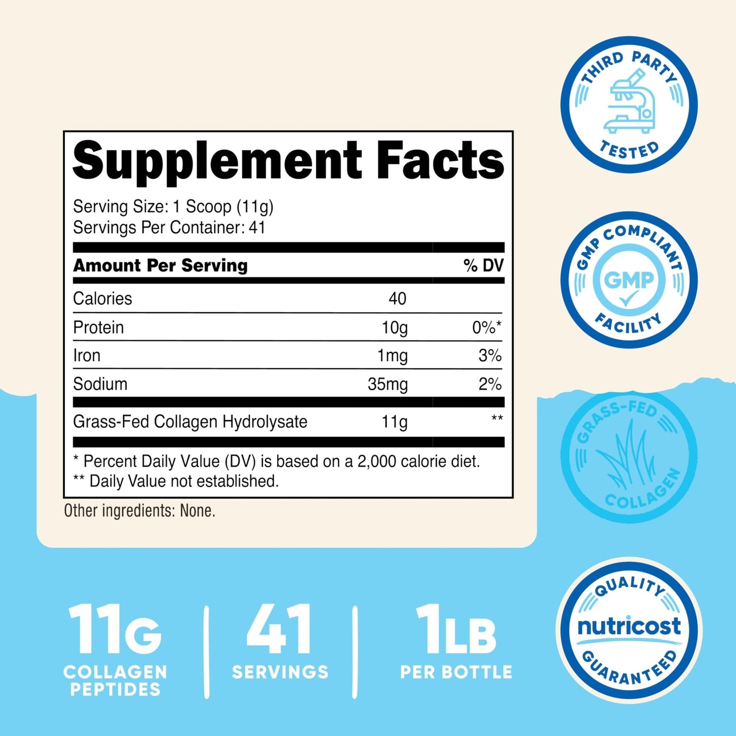 Nutricost Collagen Peptides Powder 1LB (454 G) - Grass Fed Bovine Collagen Hydrolysate (Unflavored) - Maple Wellness Supplements