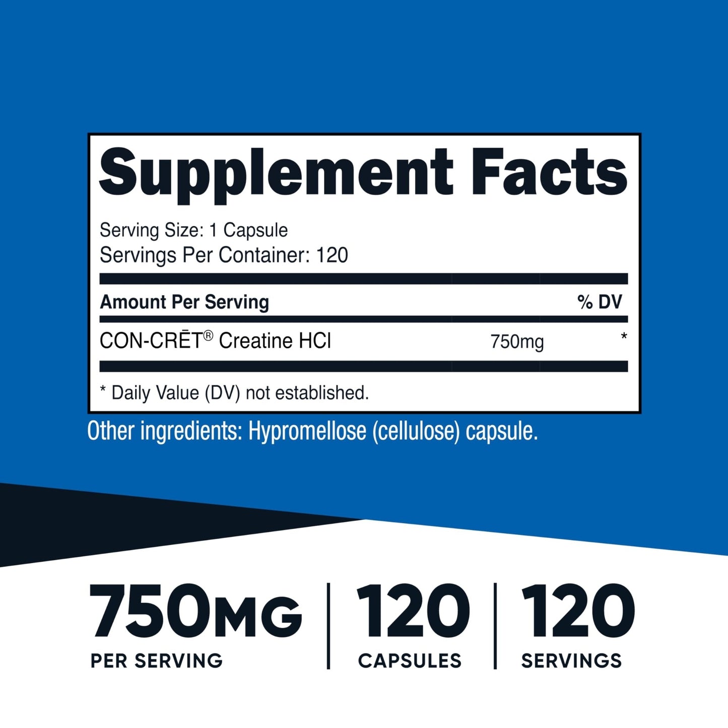 Nutricost Creatine HCl 120 Capsules - Made with CON-CRET Creatine, 750 MG Per Capsule - Maple Wellness Supplements
