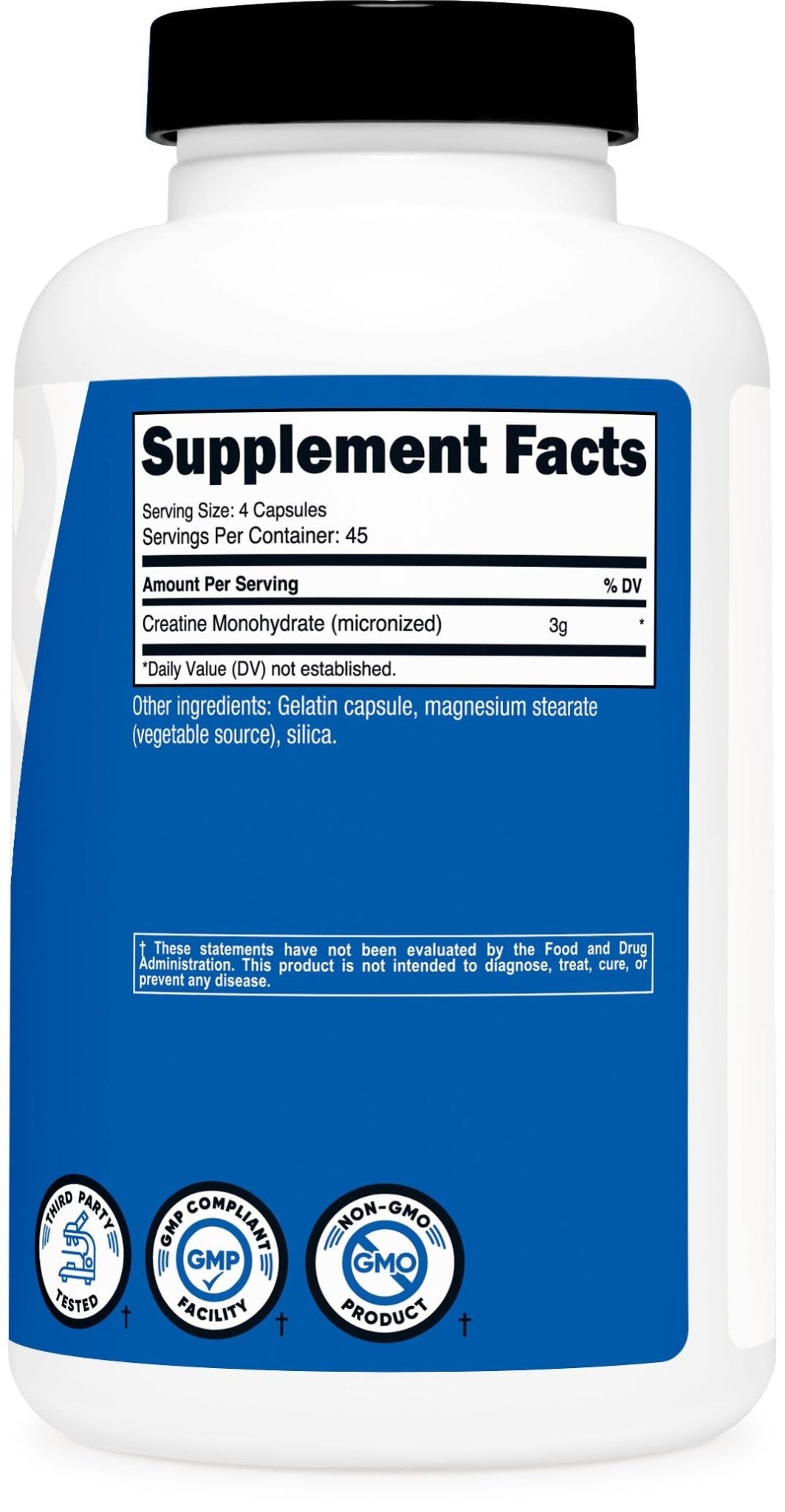 Nutricost Creatine Monohydrate 3,000mg, 180 Capsules (750mg Per Capsule) - Gluten Free, Non-GMO - Maple Wellness Supplements