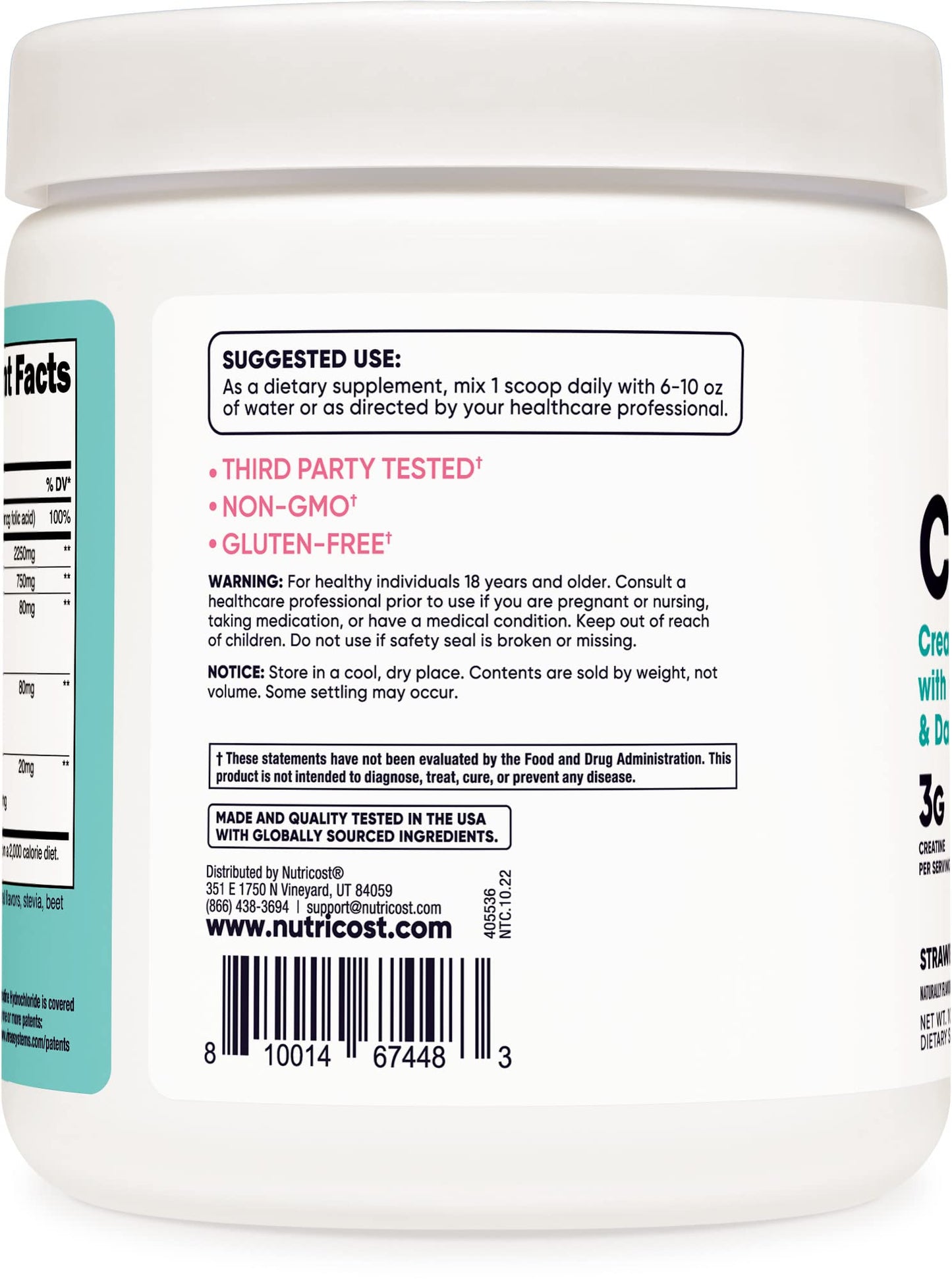 Nutricost Creatine Monohydrate Powder for Women, Micronized, Strawberry Lemonade - Maple Wellness Supplements