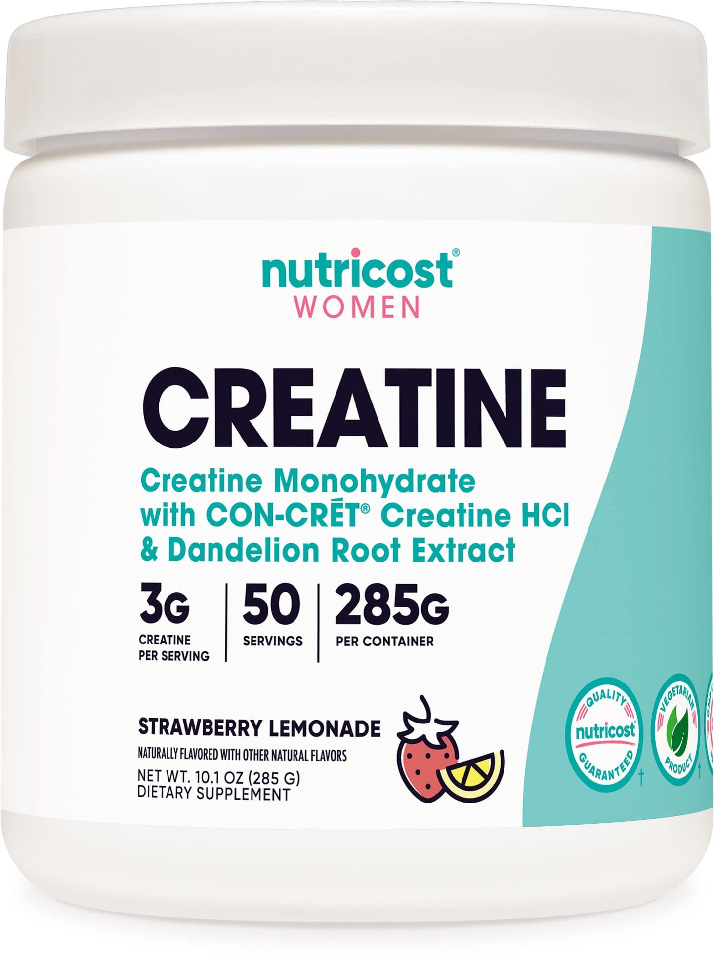 Nutricost Creatine Monohydrate Powder for Women, Micronized, Strawberry Lemonade - Maple Wellness Supplements