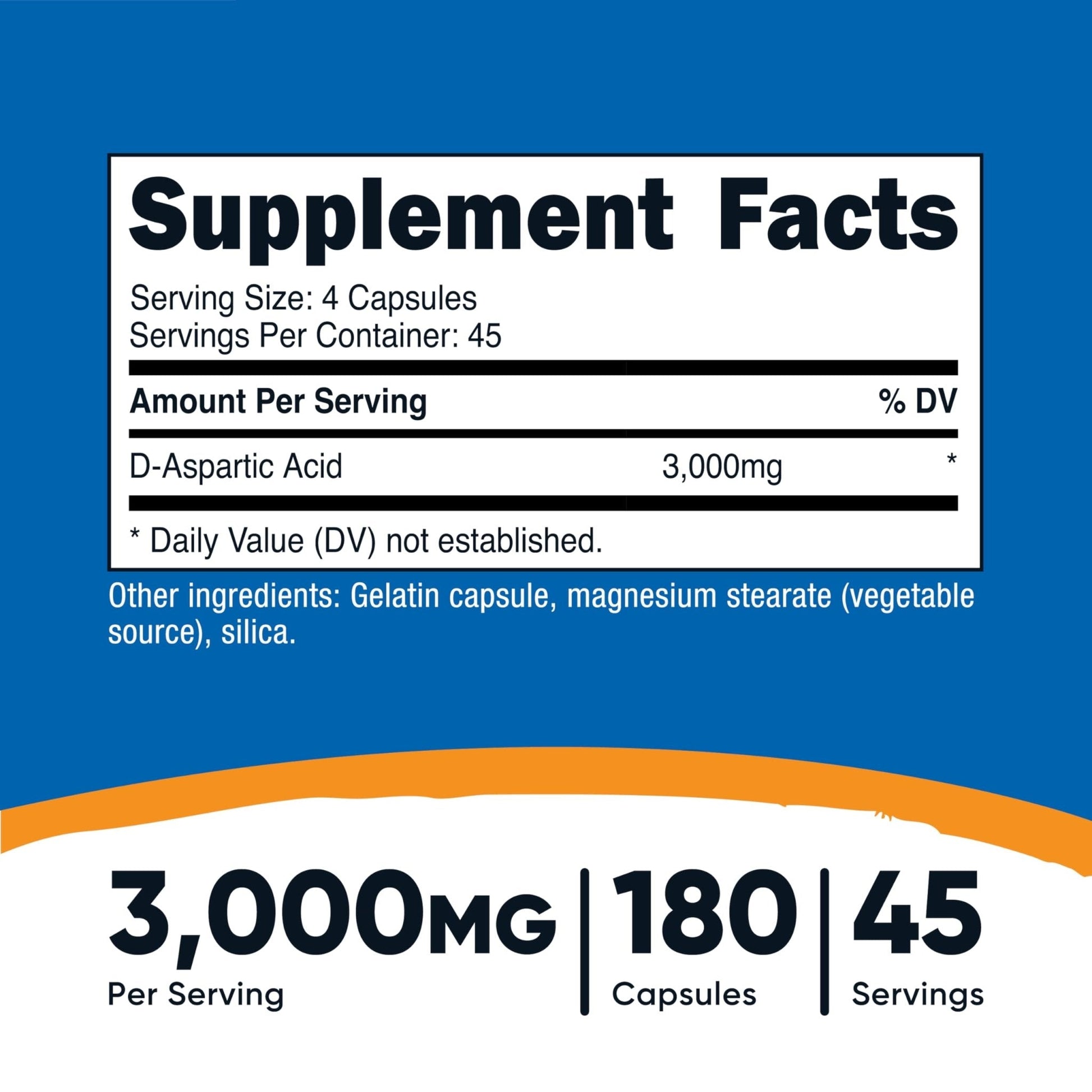 Nutricost D-Aspartic Acid (DAA) Capsules 3000mg Per Serving (180 Capsules) - Non-GMO - Maple Wellness Supplements