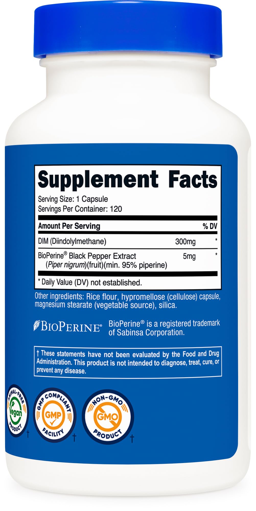 Nutricost DIM (Diindolylmethane) Plus BioPerine 300mg, 120 Vegetarian Capsules - Up to 4 Month Supply, Max Strength DIM Supplement - Maple Wellness Supplements