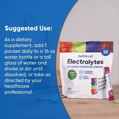 Nutricost Electrolytes Complex, Variety Pack Flavored, 40 Stickpacks - Advanced Hydration Complex - Maple Wellness Supplements