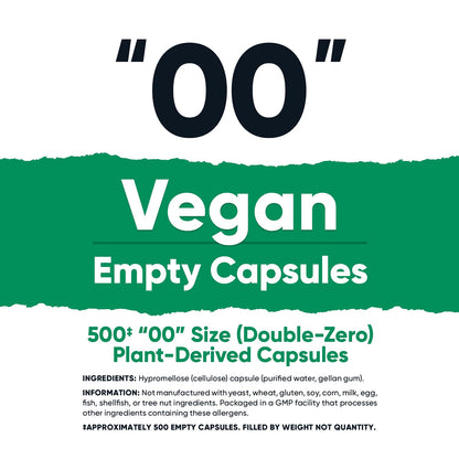 Nutricost Empty Capsules Size 00 Vegan - 500 Clear Empty Plant-Based Capsules - Kosher Certified, Halal Certified, Non-GMO, Soy Free, Gluten Free, Vegetarian - Maple Wellness Supplements