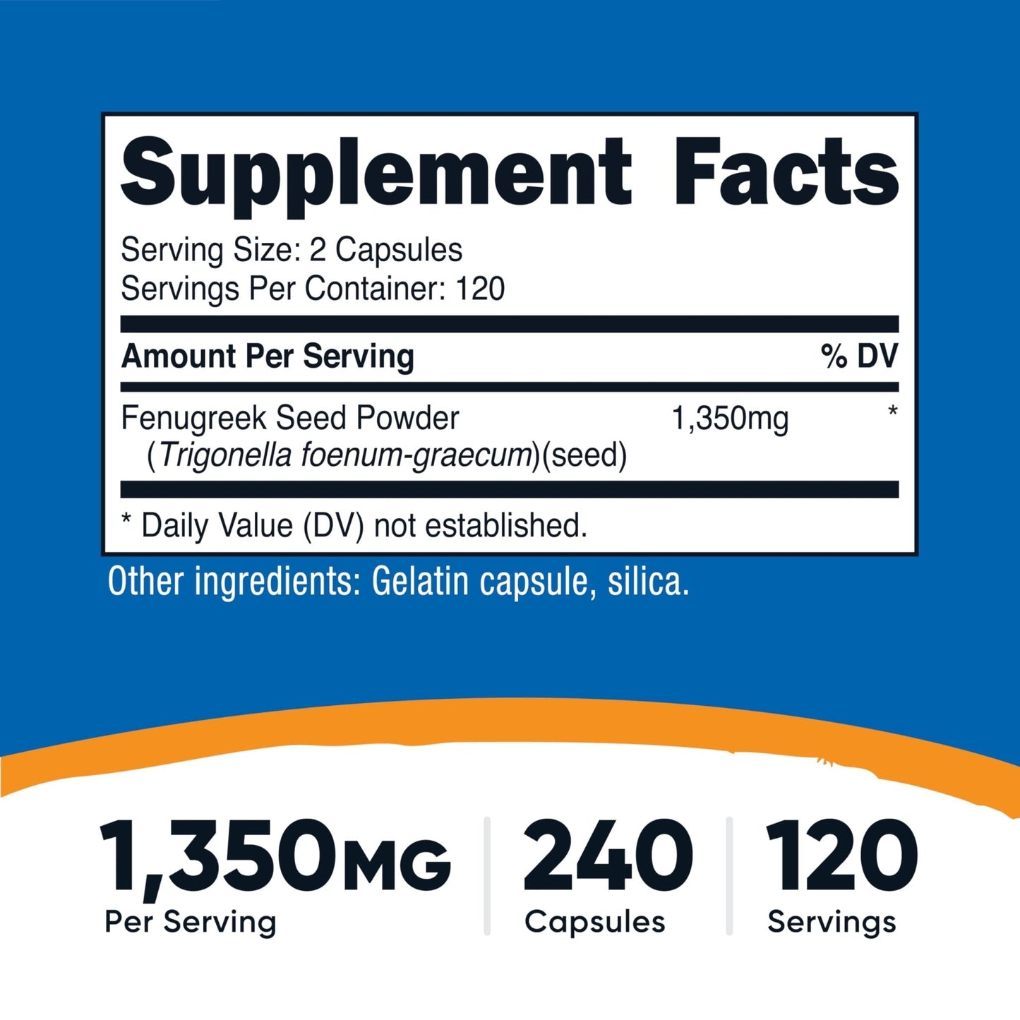 Nutricost Fenugreek Seed 1350mg, 240 Capsules - Gluten Free, Non-GMO, 675mg Per Capsule - Maple Wellness Supplements