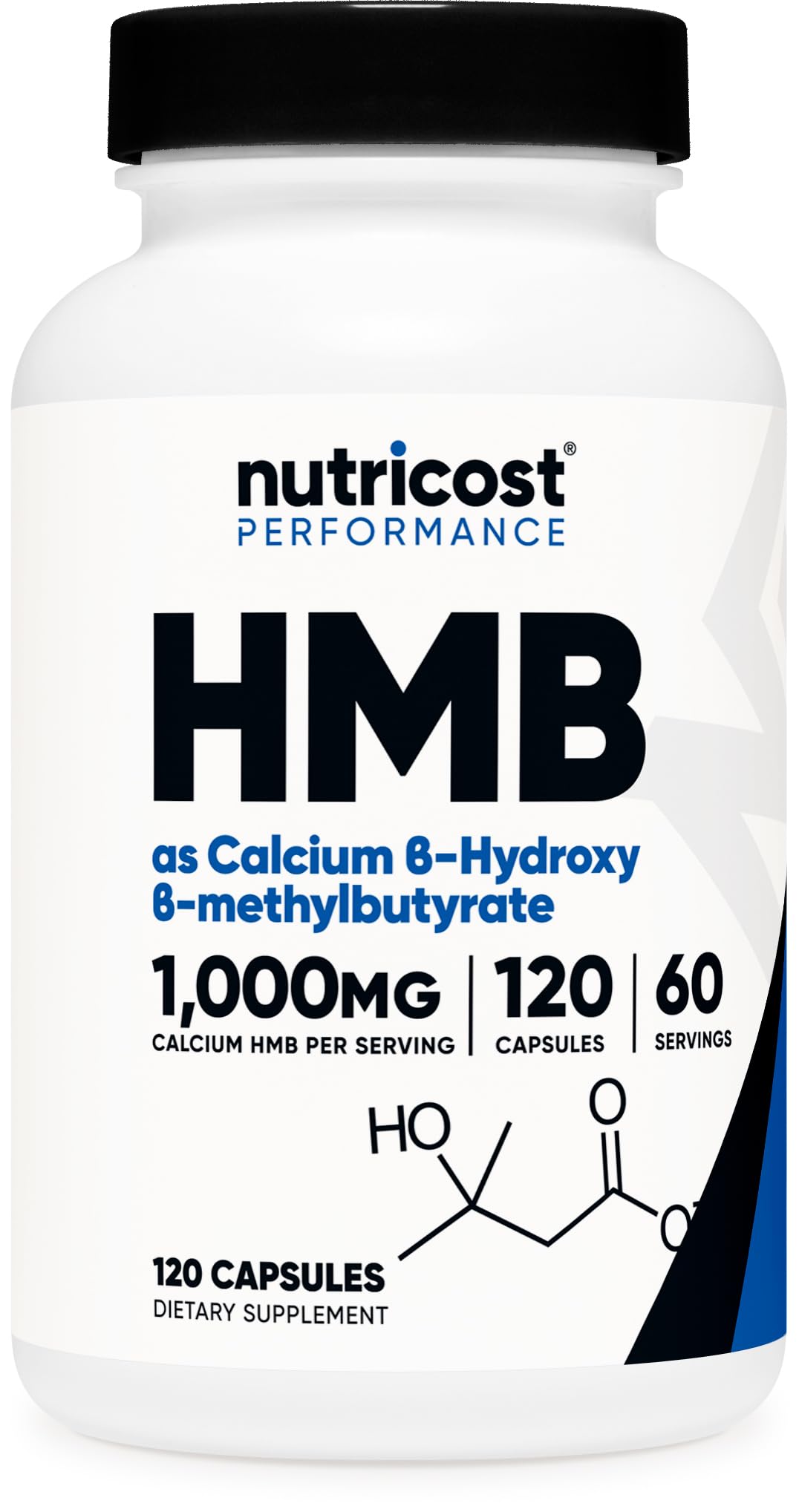 Nutricost HMB (Beta-Hydroxy Beta-Methylbutyrate) 1000mg (120 Capsules) - 500mg Per Capsule, 60 Servings - Gluten Free and Non-GMO - Maple Wellness Supplements