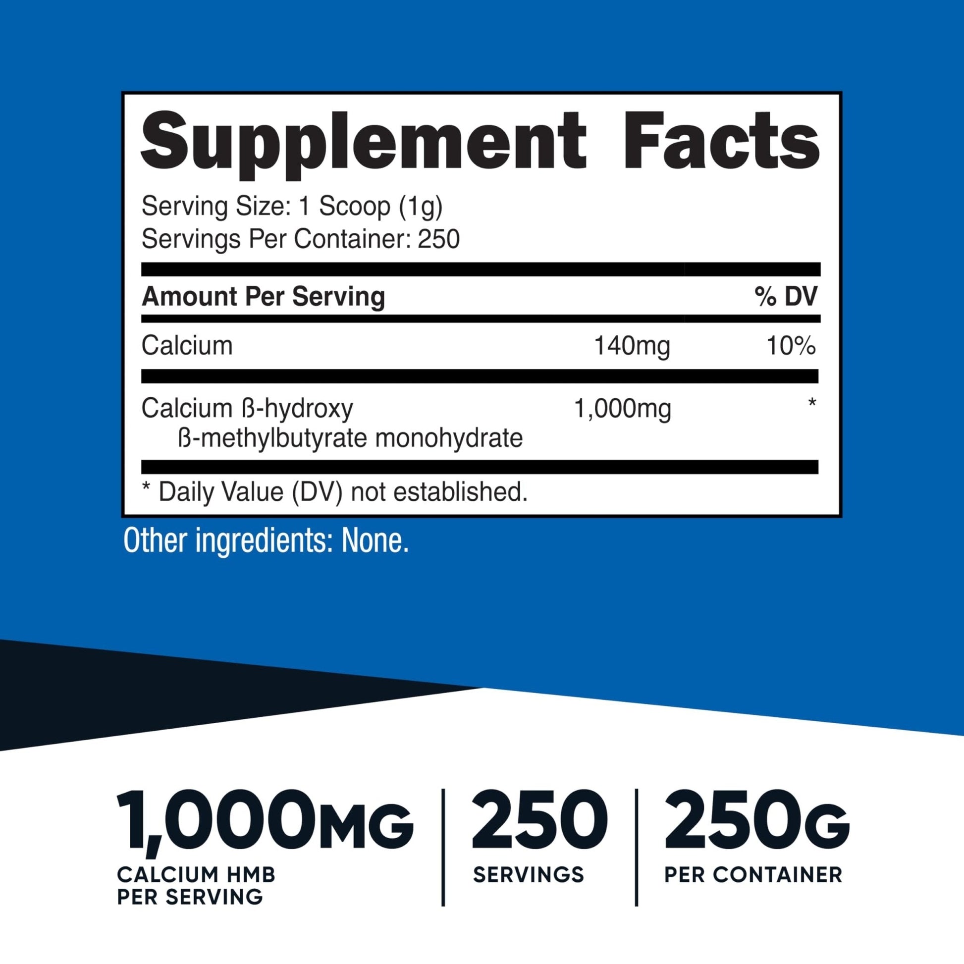 Nutricost HMB Powder (Beta-Hydroxy Beta-Methylbutyrate) 250 Grams - Gluten Free & Non-GMO - Maple Wellness Supplements