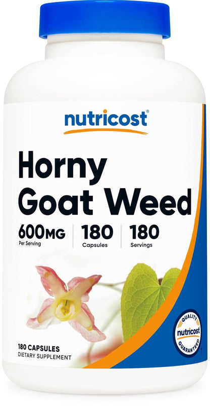 Nutricost Horny Goat Weed Extract (Epimedium) - 180 Capsules, 180 Servings, 600mg Per Capsule - Maple Wellness Supplements