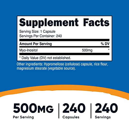 Nutricost Inositol Capsules 500mg, 240 Capsules - Veggie Capsules, Non-GMO, Gluten - Maple Wellness Supplements