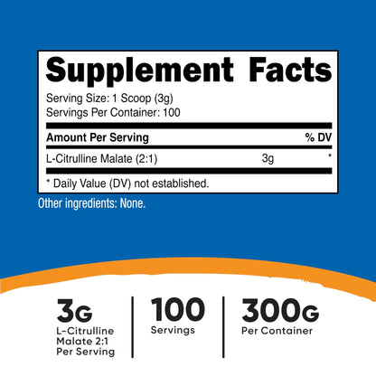 Nutricost L-Citrulline Malate (2:1) Powder (300 Grams) - Maple Wellness Supplements