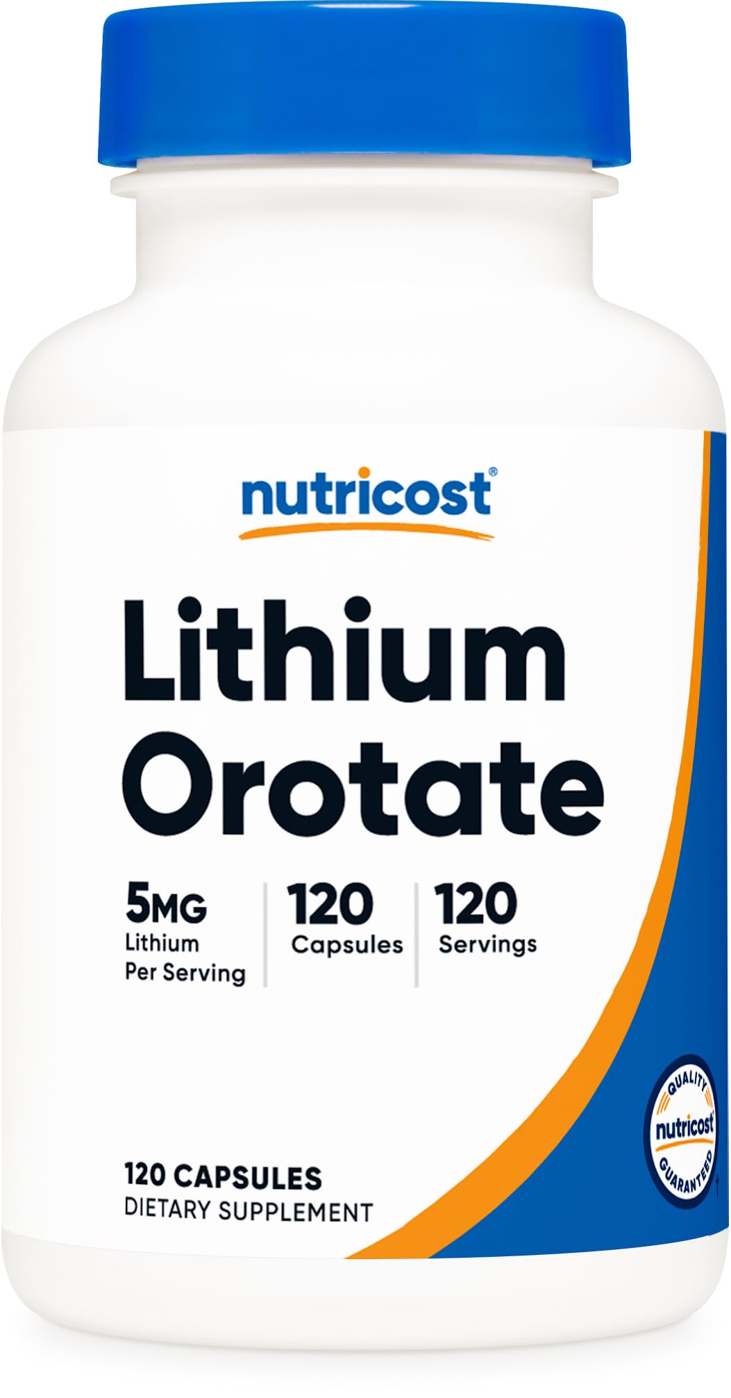 Nutricost Lithium Orotate 5mg, 120 Capsules - Veggie Caps, Non-GMO, Gluten Free - Maple Wellness Supplements