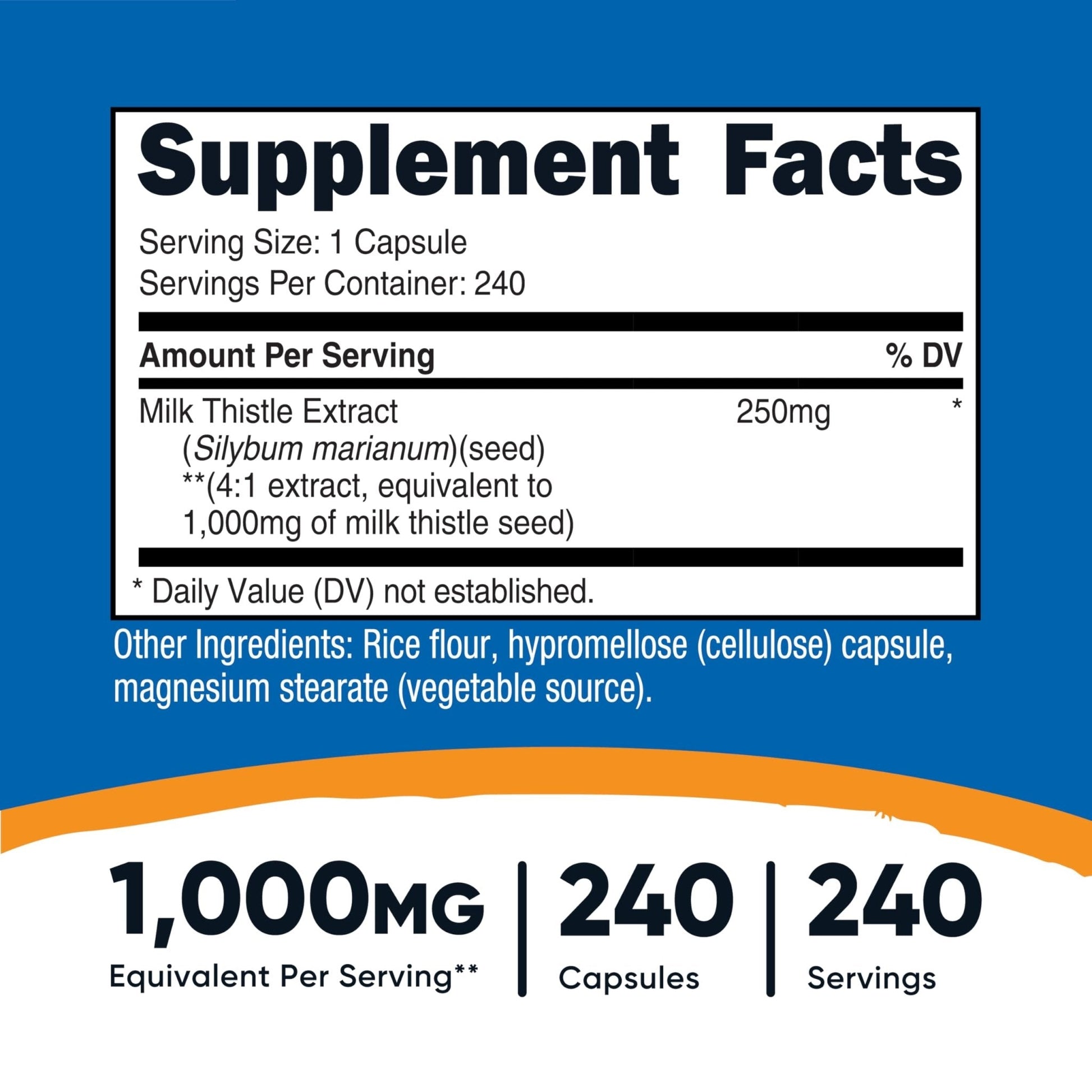 Nutricost Milk Thistle Extract 240 Capsules for 240 Servings Per Bottle - Vegan, GMO Free and Gluten Free - Maple Wellness Supplements