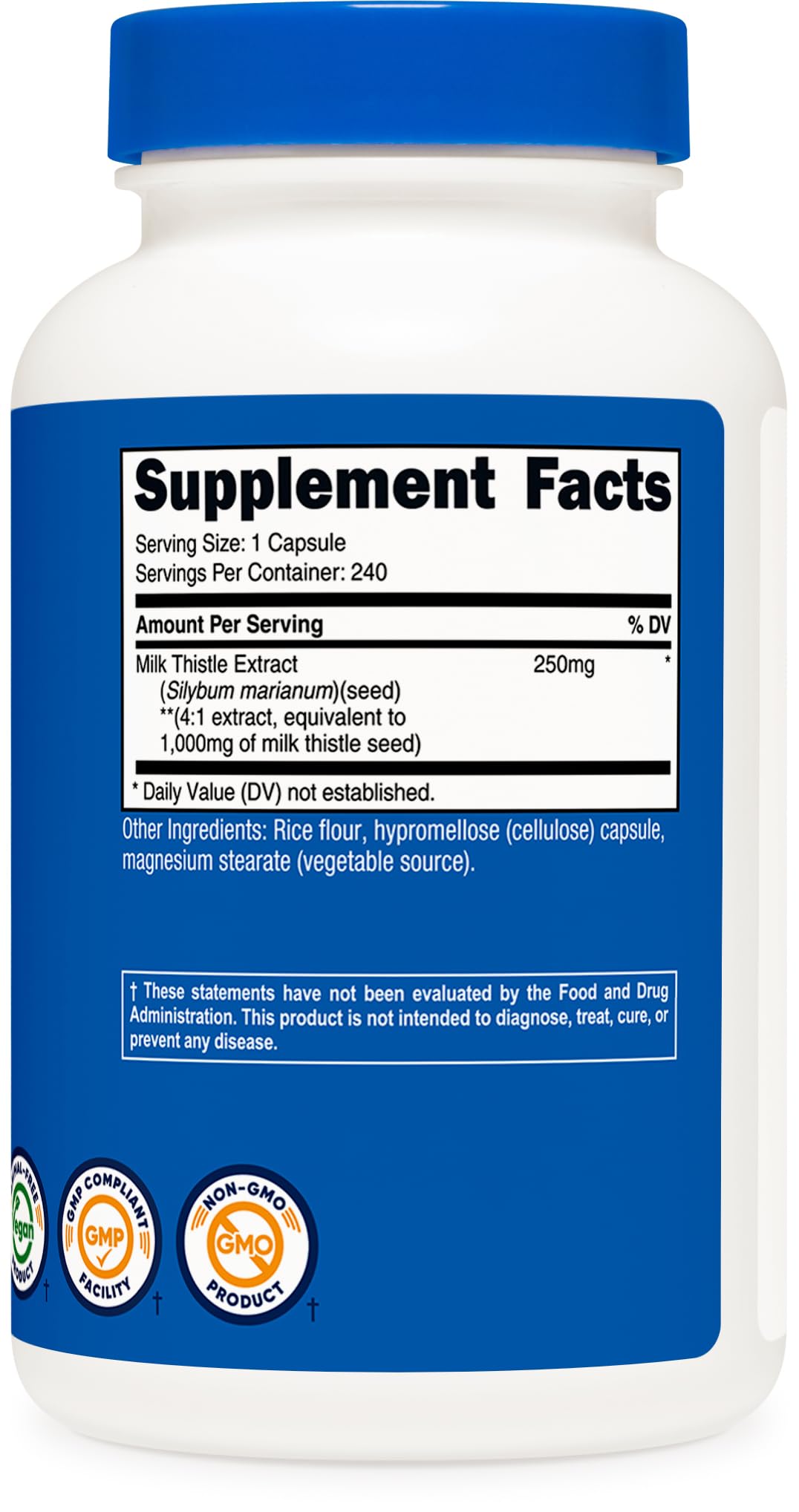 Nutricost Milk Thistle Extract 240 Capsules for 240 Servings Per Bottle - Vegan, GMO Free and Gluten Free - Maple Wellness Supplements