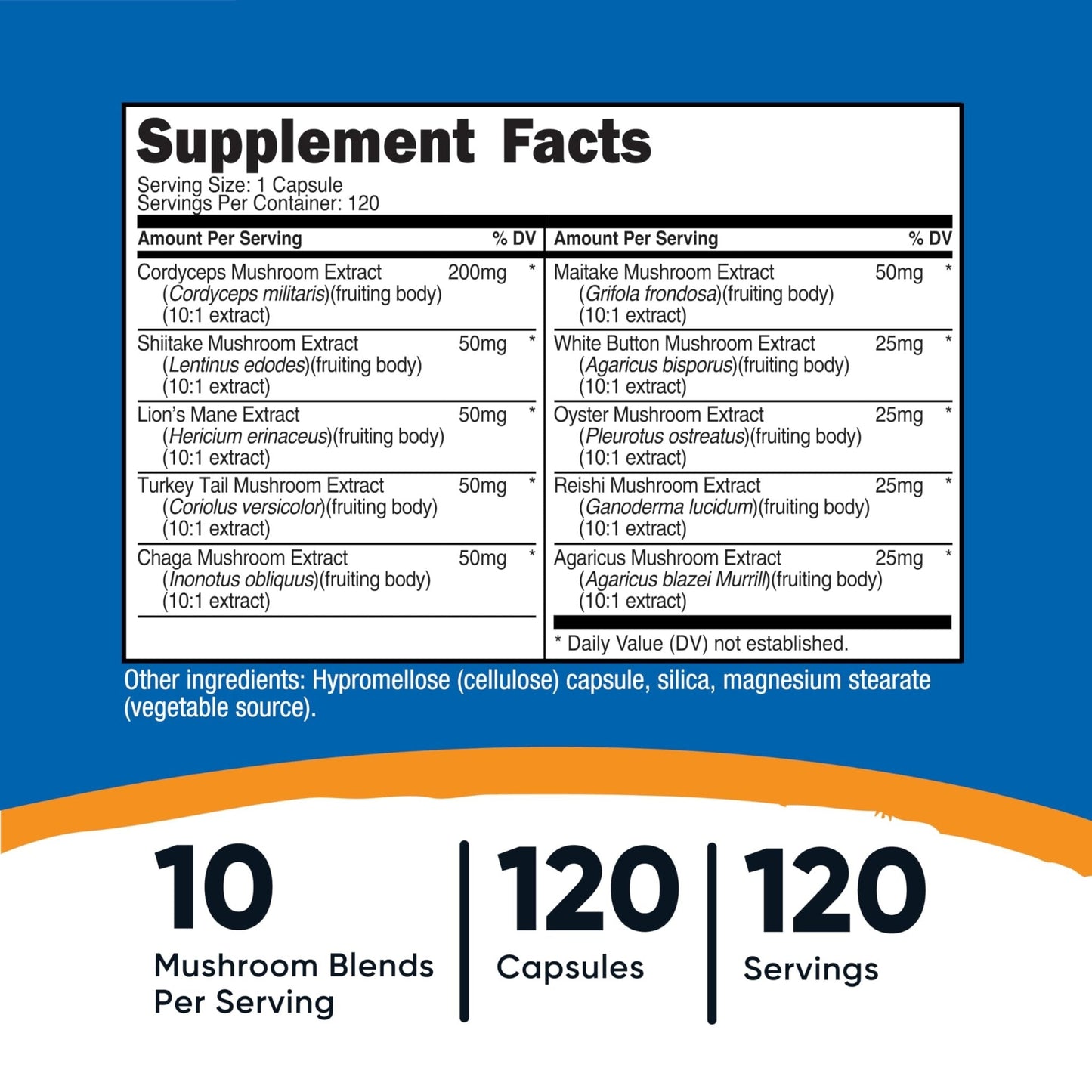Nutricost Mushroom Complex Supplement, 120 Capsules - 10 Mushroom Blend (with Reishi, Maitake, Shiitake, Lion's Mane, and More) - Non-GMO and Gluten Free - Maple Wellness Supplements