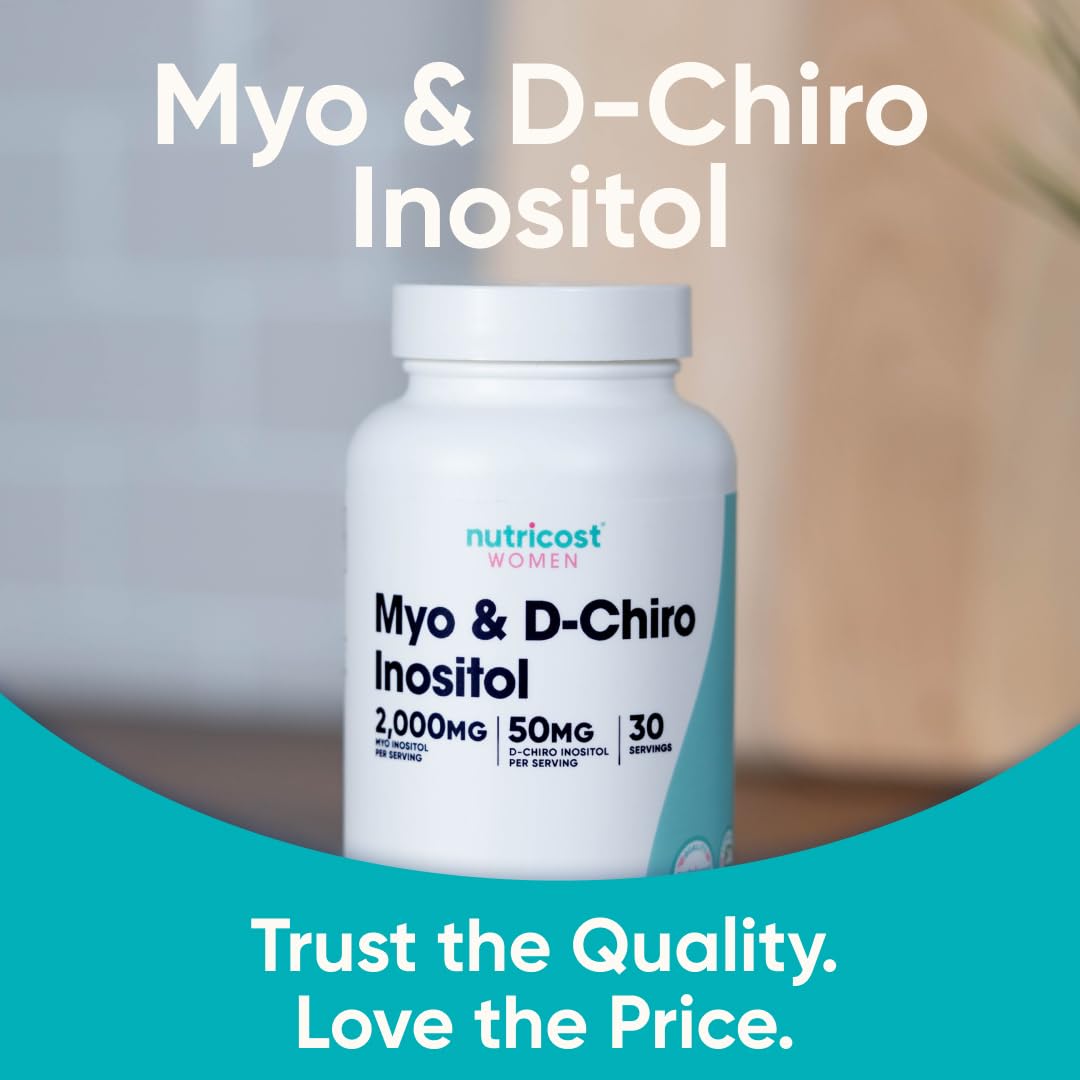 Nutricost Myo Inositol & D-Chiro Inositol for Women 2000mg, 120 Capsules, 2000mg Myo & 50mg D-Chiro Per Serving, 30 Servings - Maple Wellness Supplements