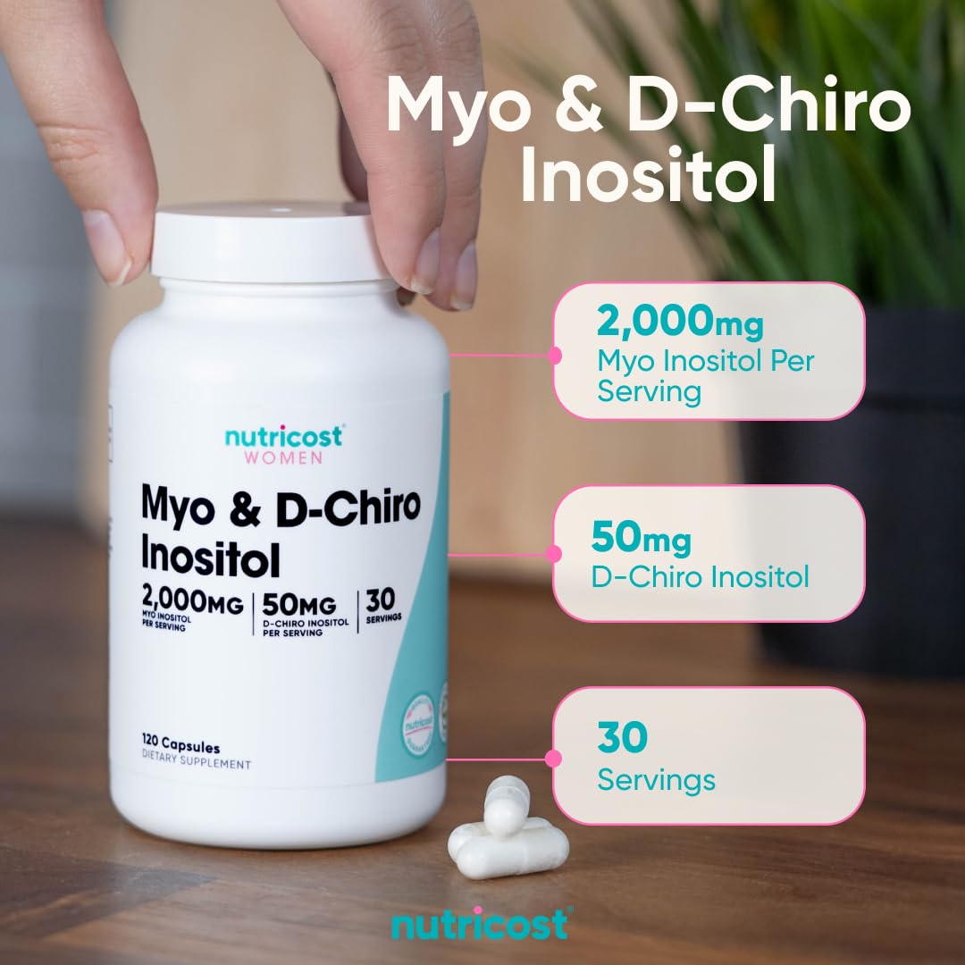 Nutricost Myo Inositol & D-Chiro Inositol for Women 2000mg, 120 Capsules, 2000mg Myo & 50mg D-Chiro Per Serving, 30 Servings - Maple Wellness Supplements