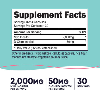 Nutricost Myo Inositol & D-Chiro Inositol for Women 2000mg, 120 Capsules, 2000mg Myo & 50mg D-Chiro Per Serving, 30 Servings - Maple Wellness Supplements