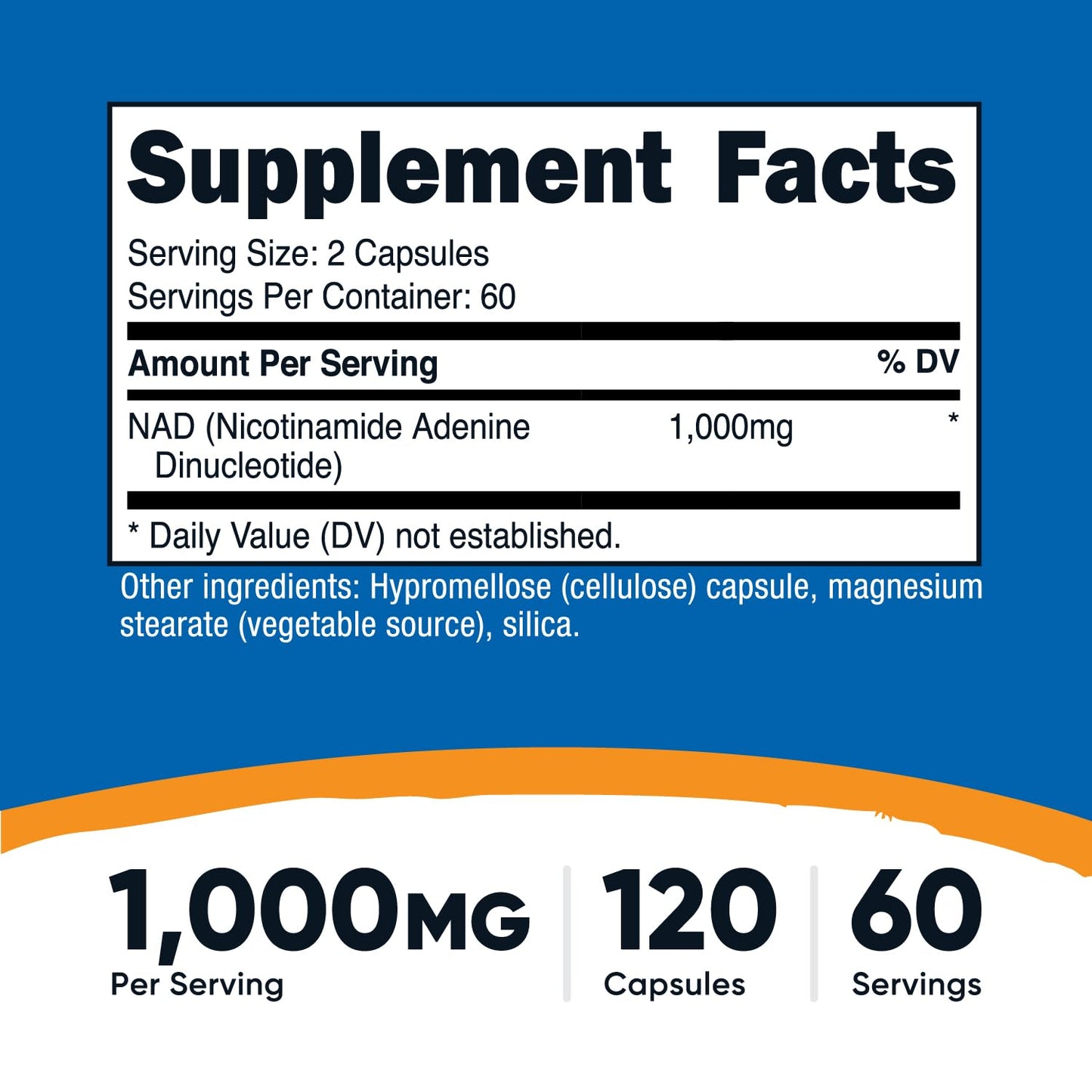 Nutricost NAD+ Supplement 1,000mg per Serving,120 Capsules (Nicotinamide Adenine Dinucleotide) - 60 Servings, Gluten-Free, Vegan - Maple Wellness Supplements