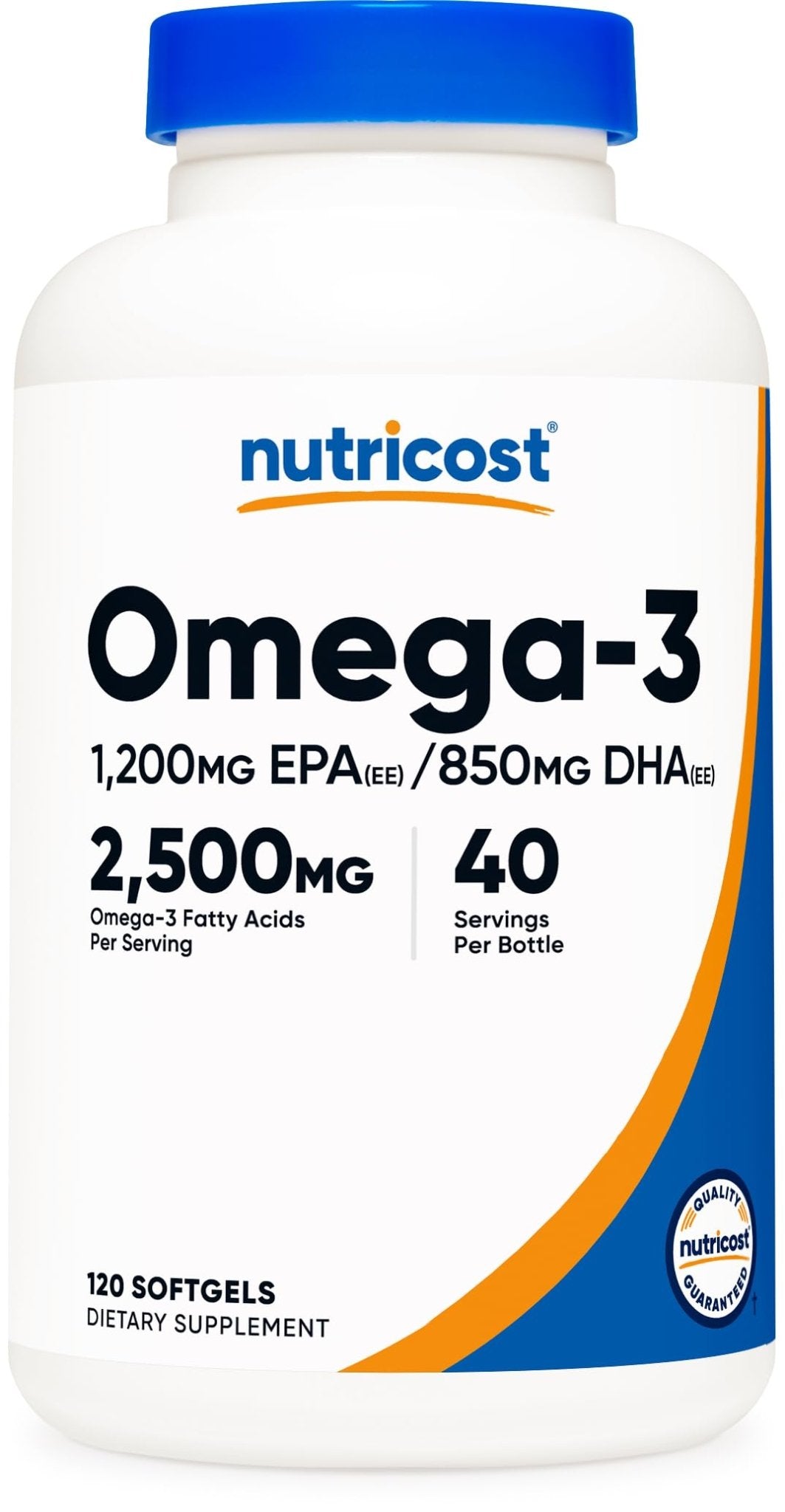 Nutricost Omega 3 Fish Oil - 2500MG, 120 Softgels (40 Serv) - Fish Oil, Wild Caught! 1200mg EPA 850mg DHA - Maple Wellness Supplements