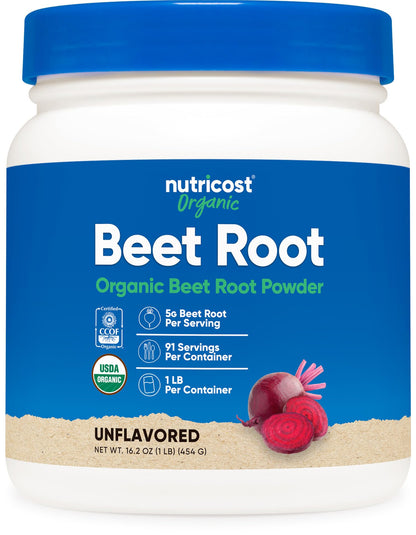 Nutricost Organic Beet Root Powder 1 LB - Vegan, Superfood, Certified USDA Organic - Maple Wellness Supplements