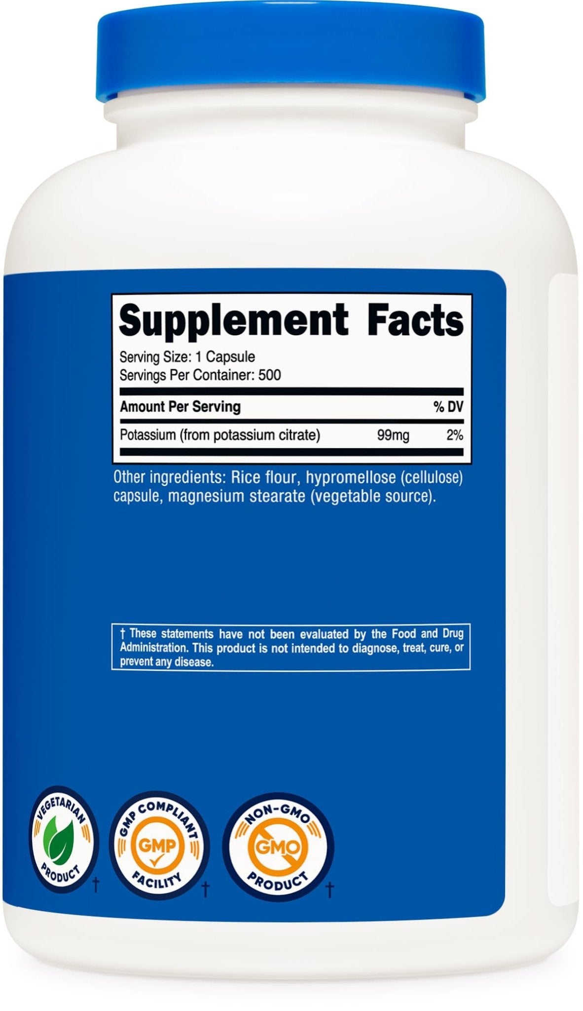 Nutricost Potassium Citrate 99mg, 500 Capsules - Maple Wellness Supplements
