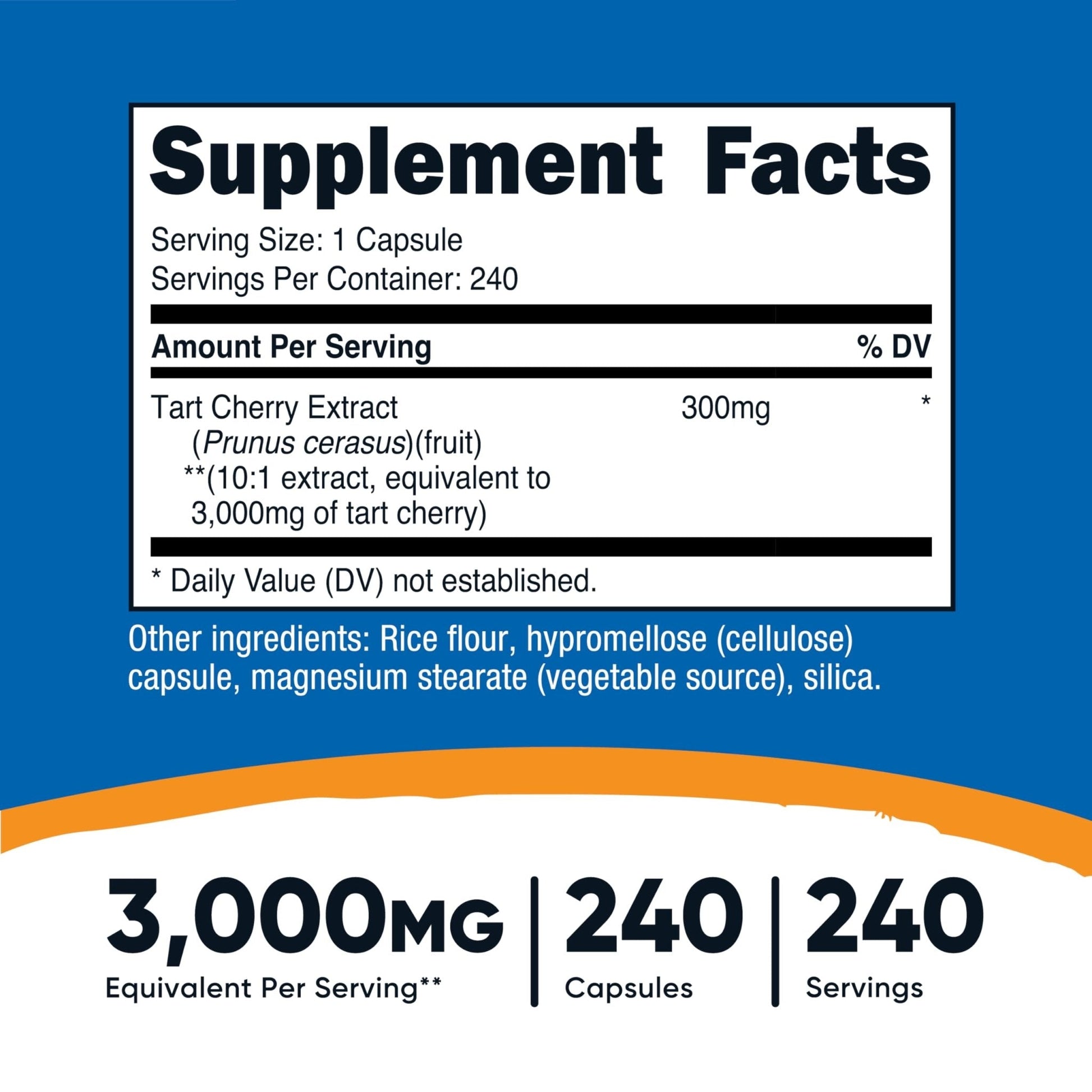 Nutricost Tart Cherry Extract 240 Vegetarian Capsules for 240 Servings per Bottle - Gluten Free, Non-GMO - Maple Wellness Supplements
