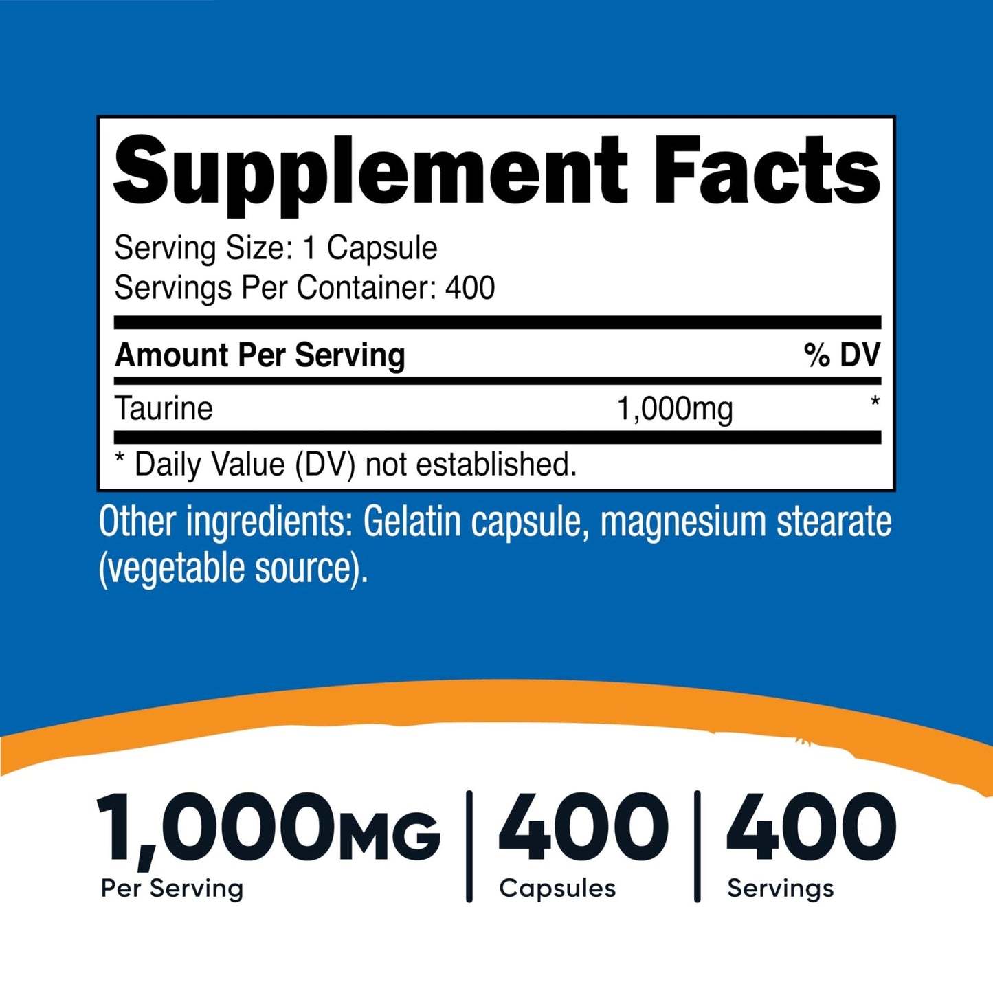 Nutricost Taurine 1000mg, 400 Capsules - Maple Wellness Supplements