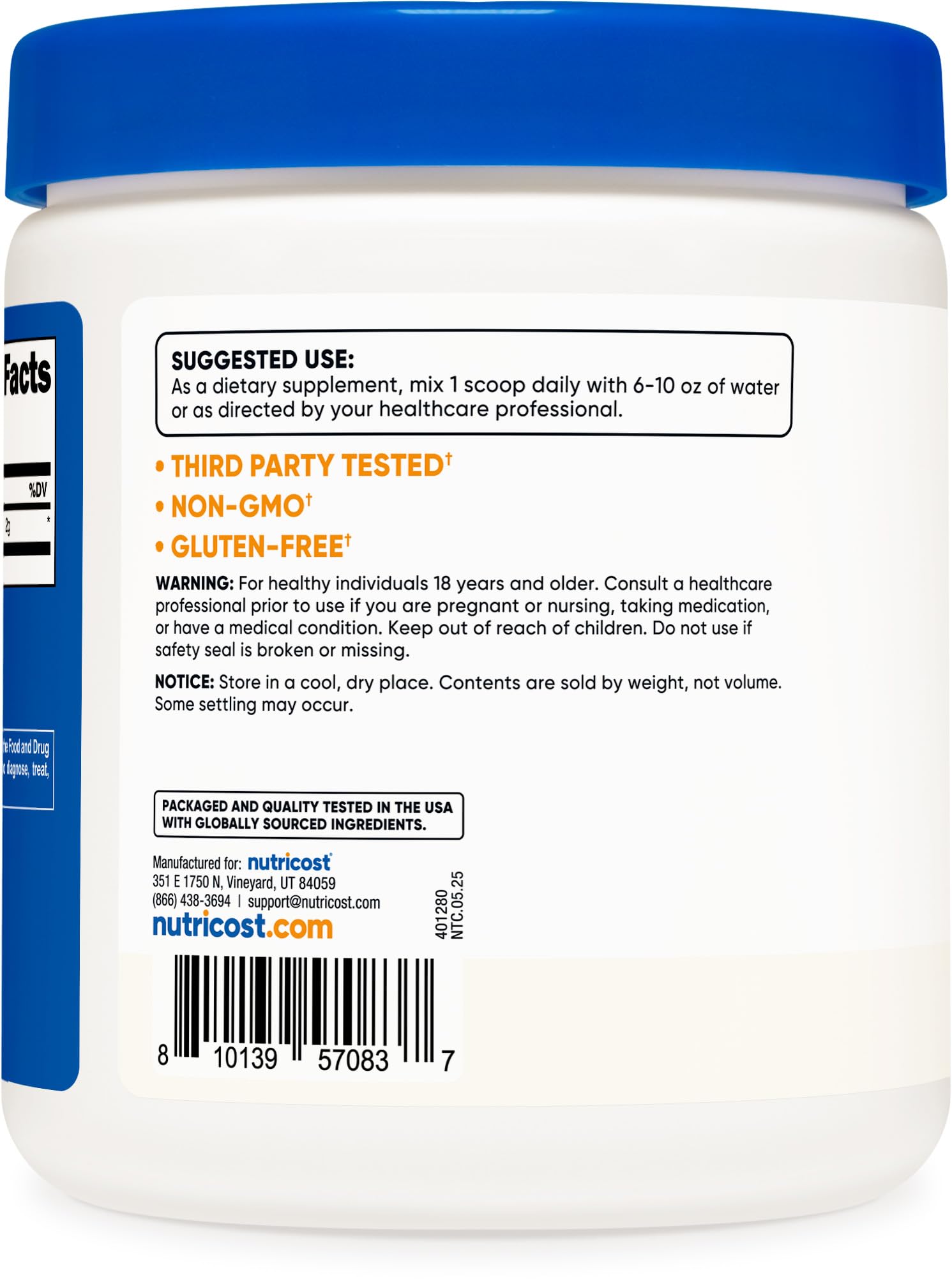 Nutricost Taurine Powder 250 Grams - 125 Servings, 2000mg Per Serving - Maple Wellness Supplements