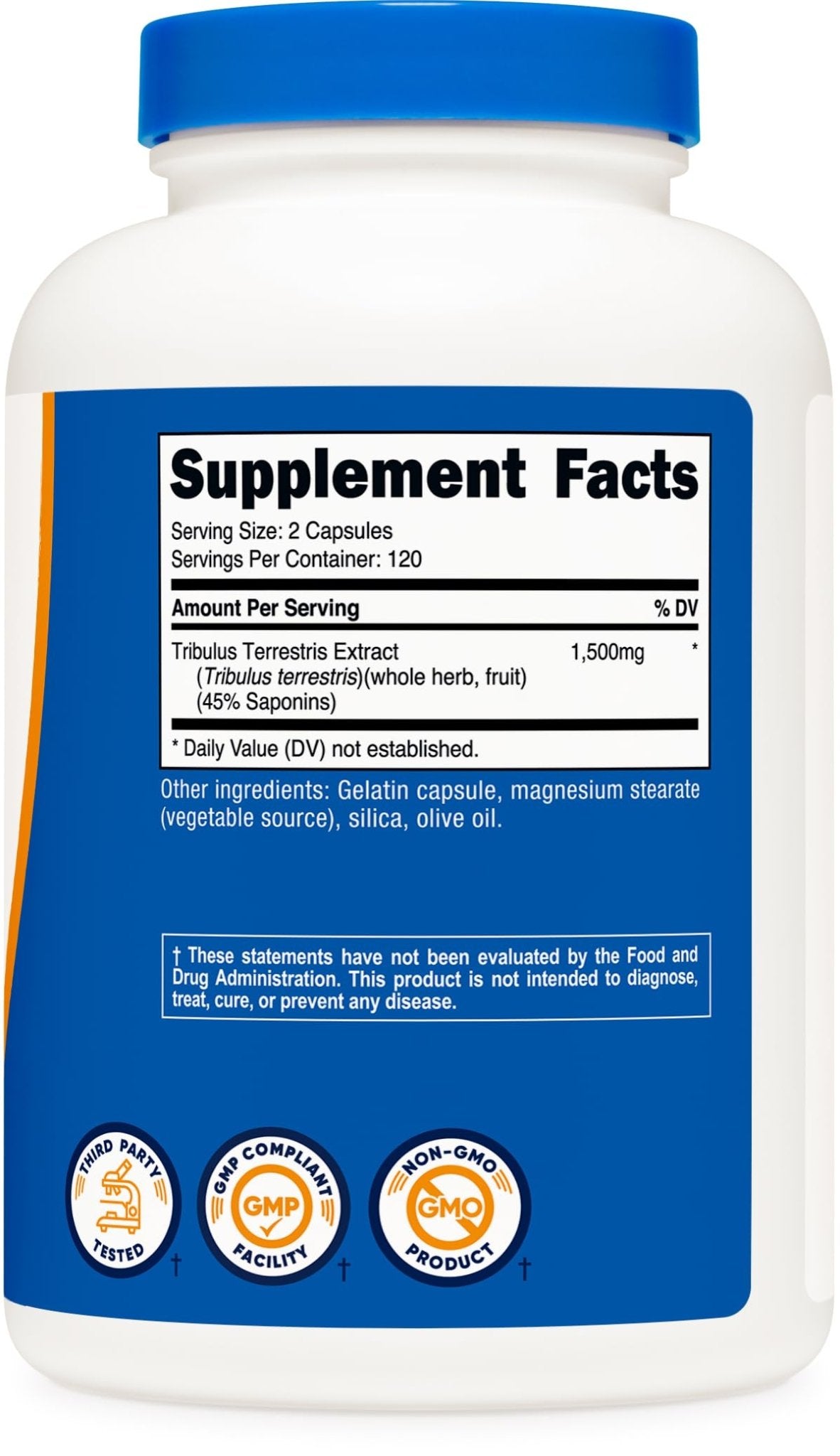 Nutricost Tribulus Terrestris Extract 1500mg, 240 Capsules - 45% Saponins, 120 Servings, Non-GMO, Gluten Free - Maple Wellness Supplements