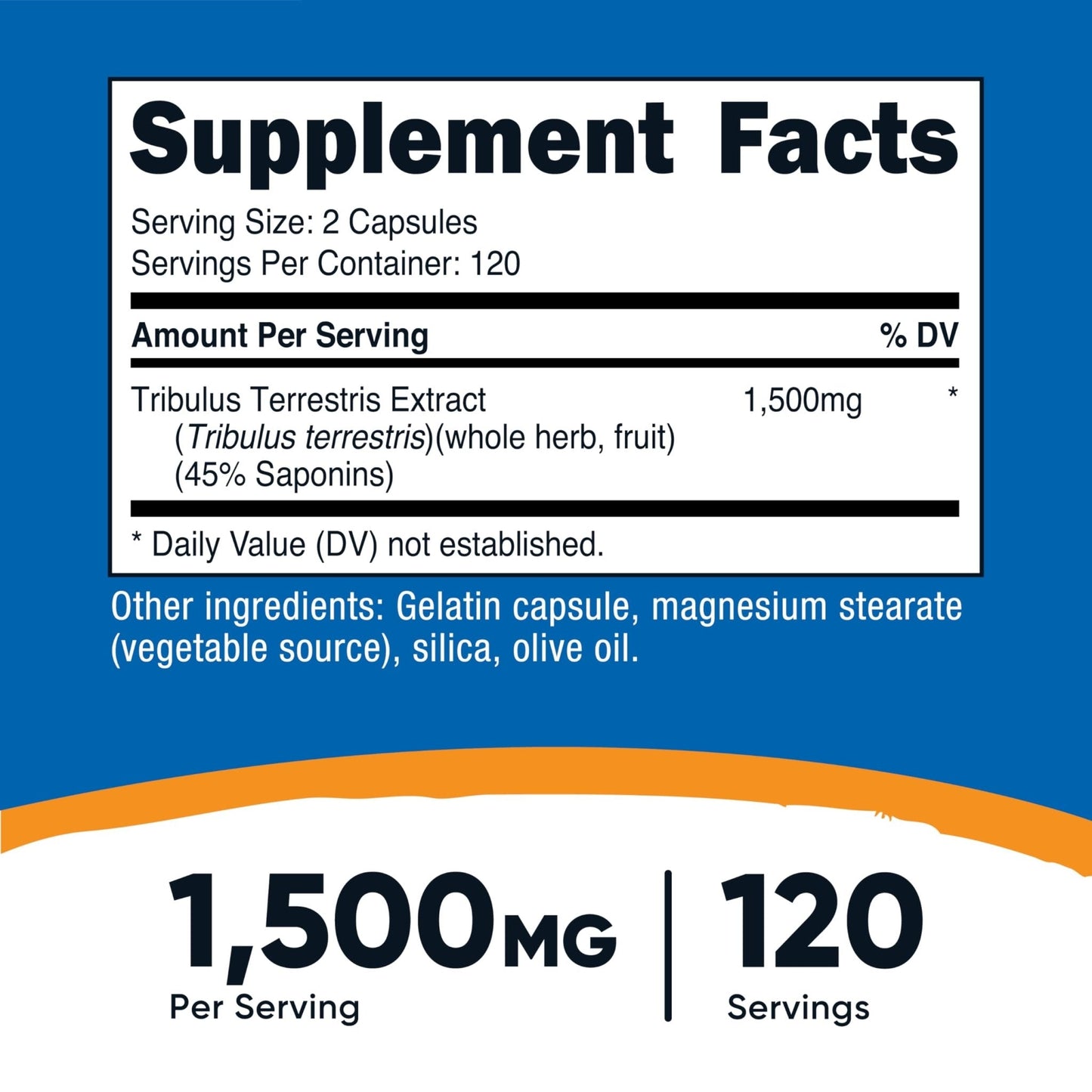 Nutricost Tribulus Terrestris Extract 1500mg, 240 Capsules - 45% Saponins, 120 Servings, Non-GMO, Gluten Free - Maple Wellness Supplements