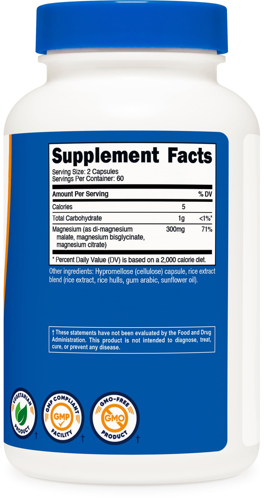 Nutricost Triple Magnesium Complex (300mg, 120 Capsules) - from Di-Magnesium Malate, Bisglycinate and Citrate, 60 Servings - Maple Wellness Supplements