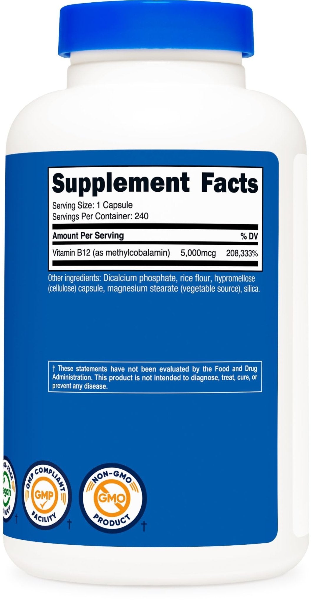 Nutricost Vitamin B12 (Methylcobalamin) 5000mcg, 240 Capsules - Vegetarian Caps, Non-GMO, Gluten Free B12 Supplement - Maple Wellness Supplements